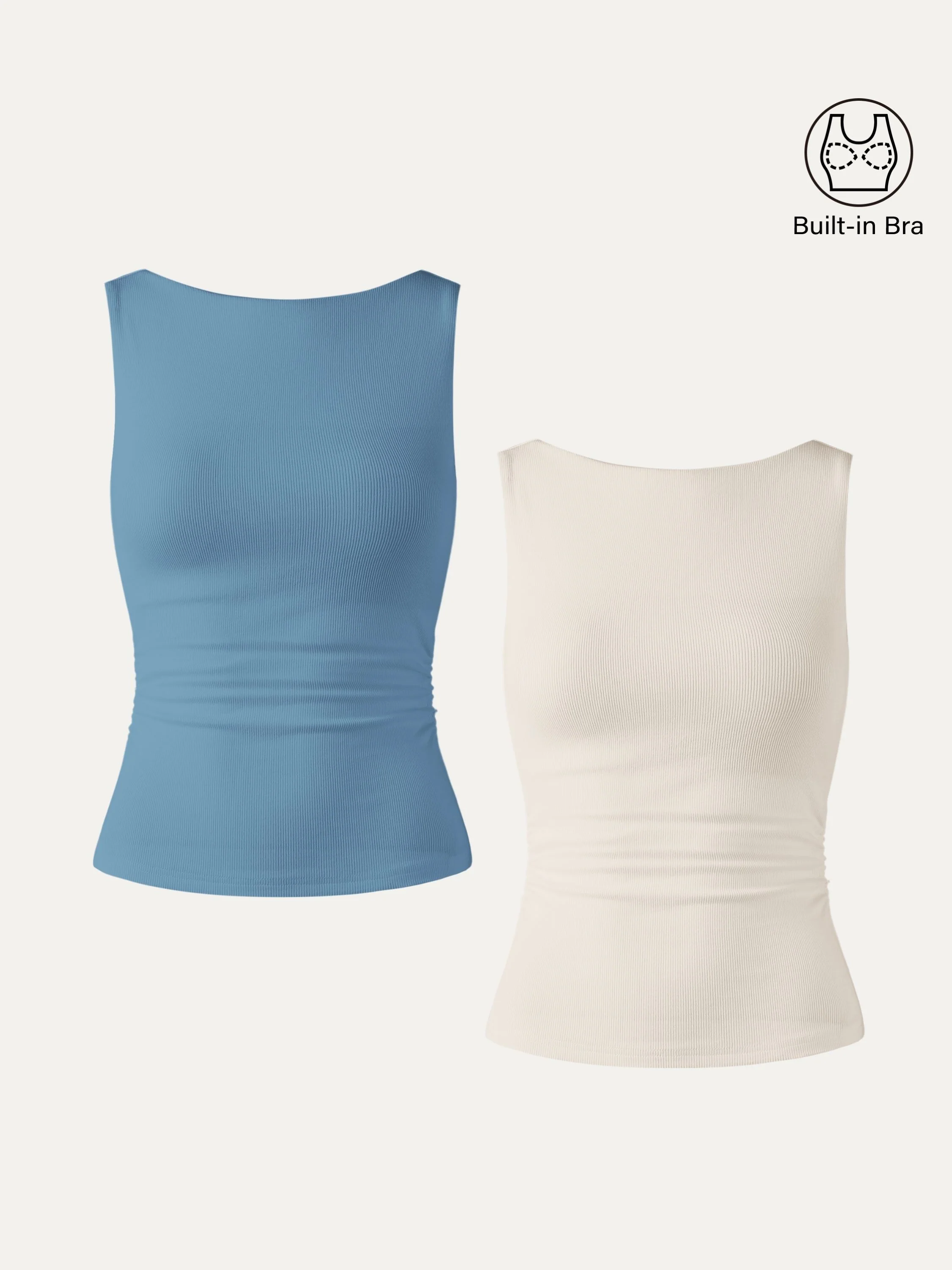 2-Piece Set Elastic Open-Back Bra Tank