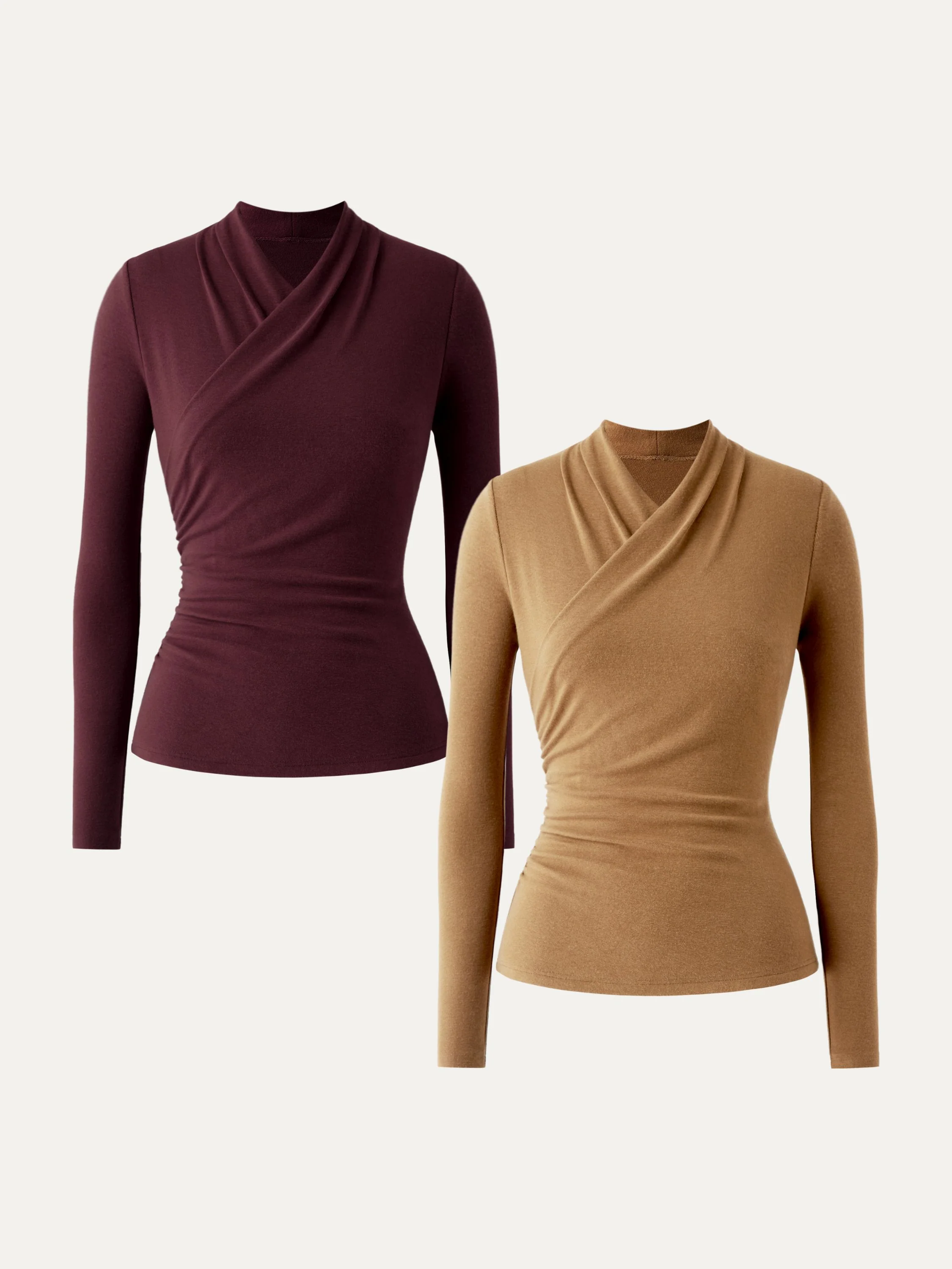 2-Piece Set Wrap Long-Sleeve Top