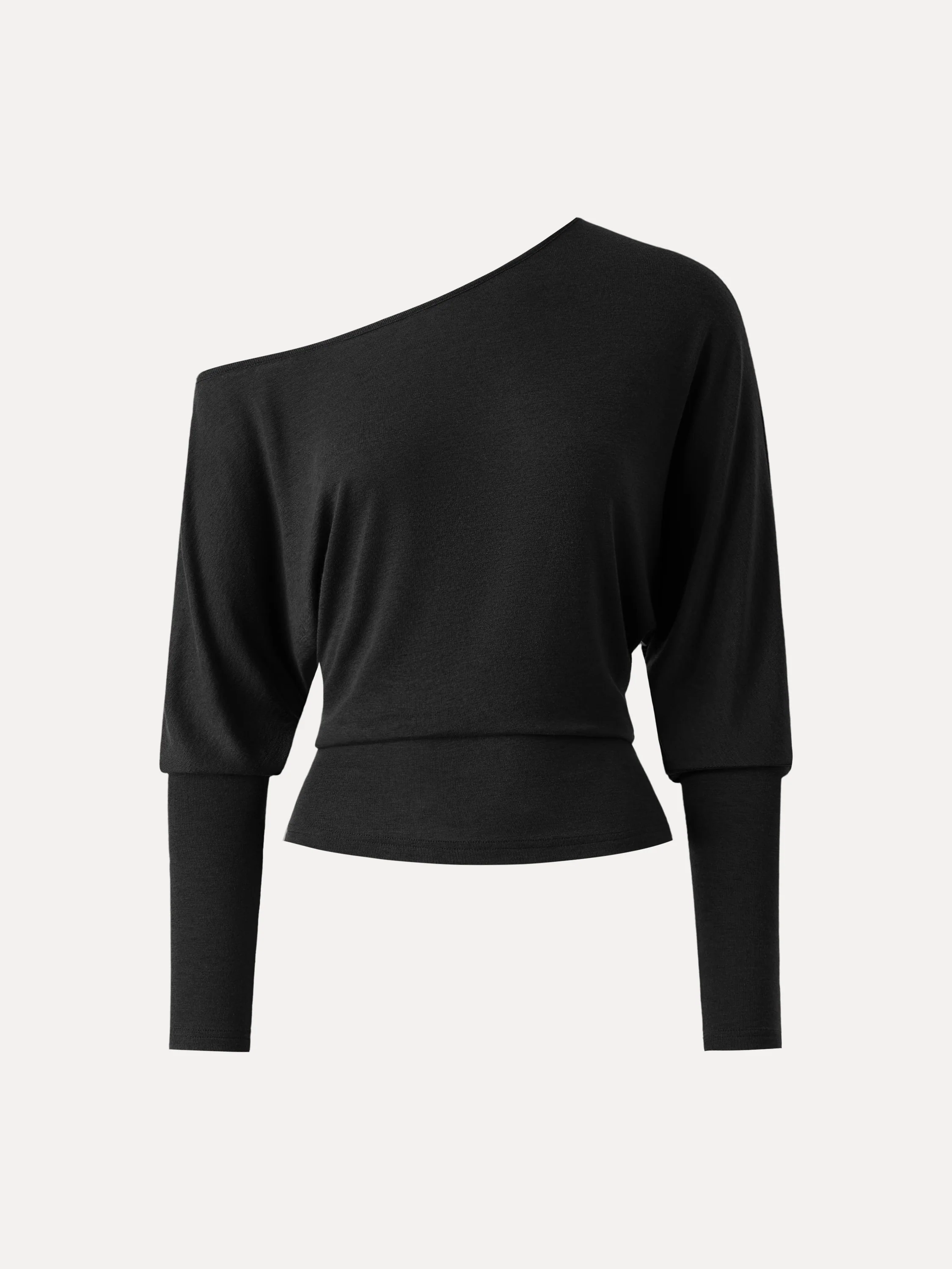 Lyocell Cashmere Cold-Shoulder Semi-Sheer Top