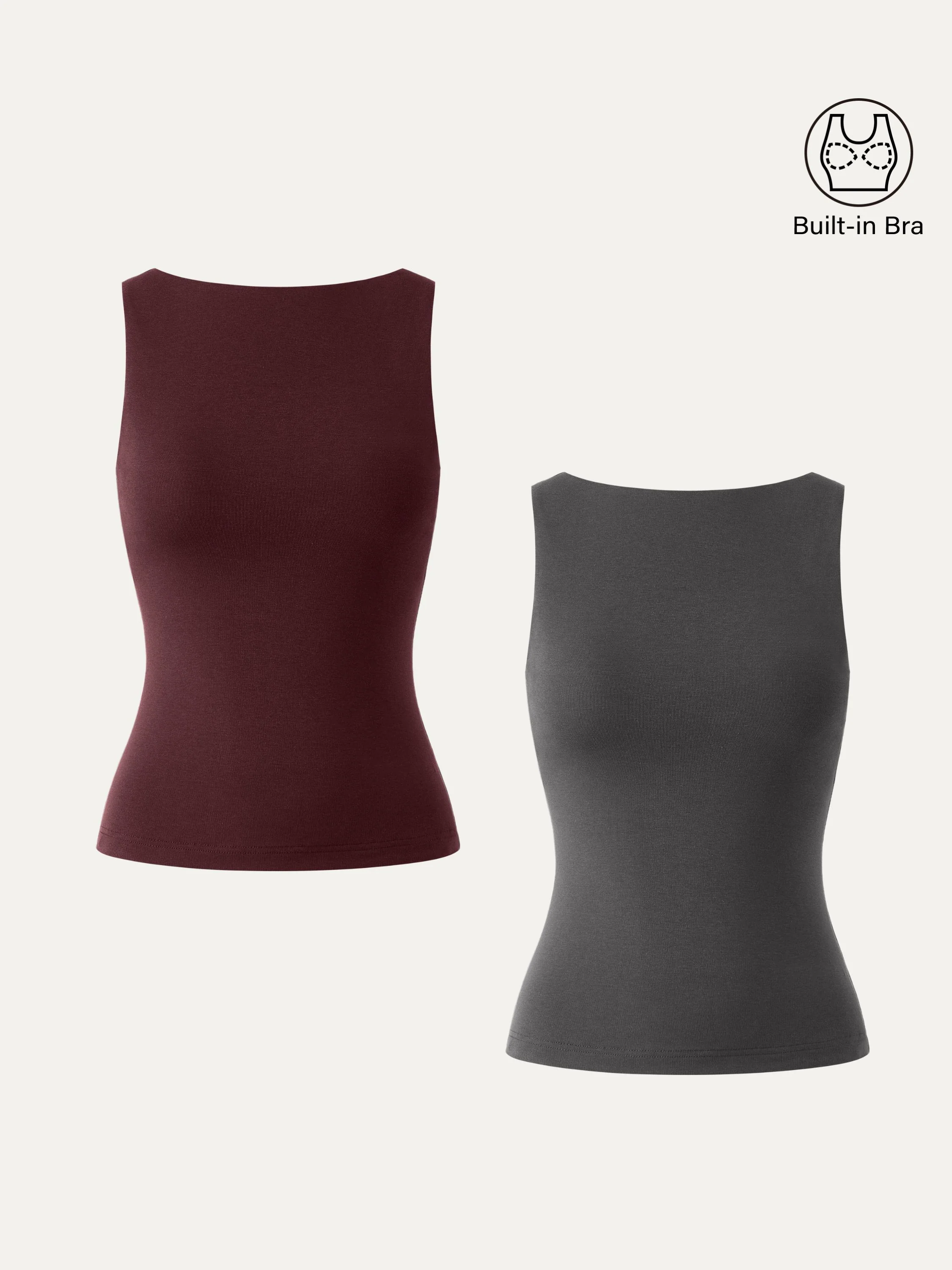 2Pcs Set Stretch Cotton Boatneck Brami Tank