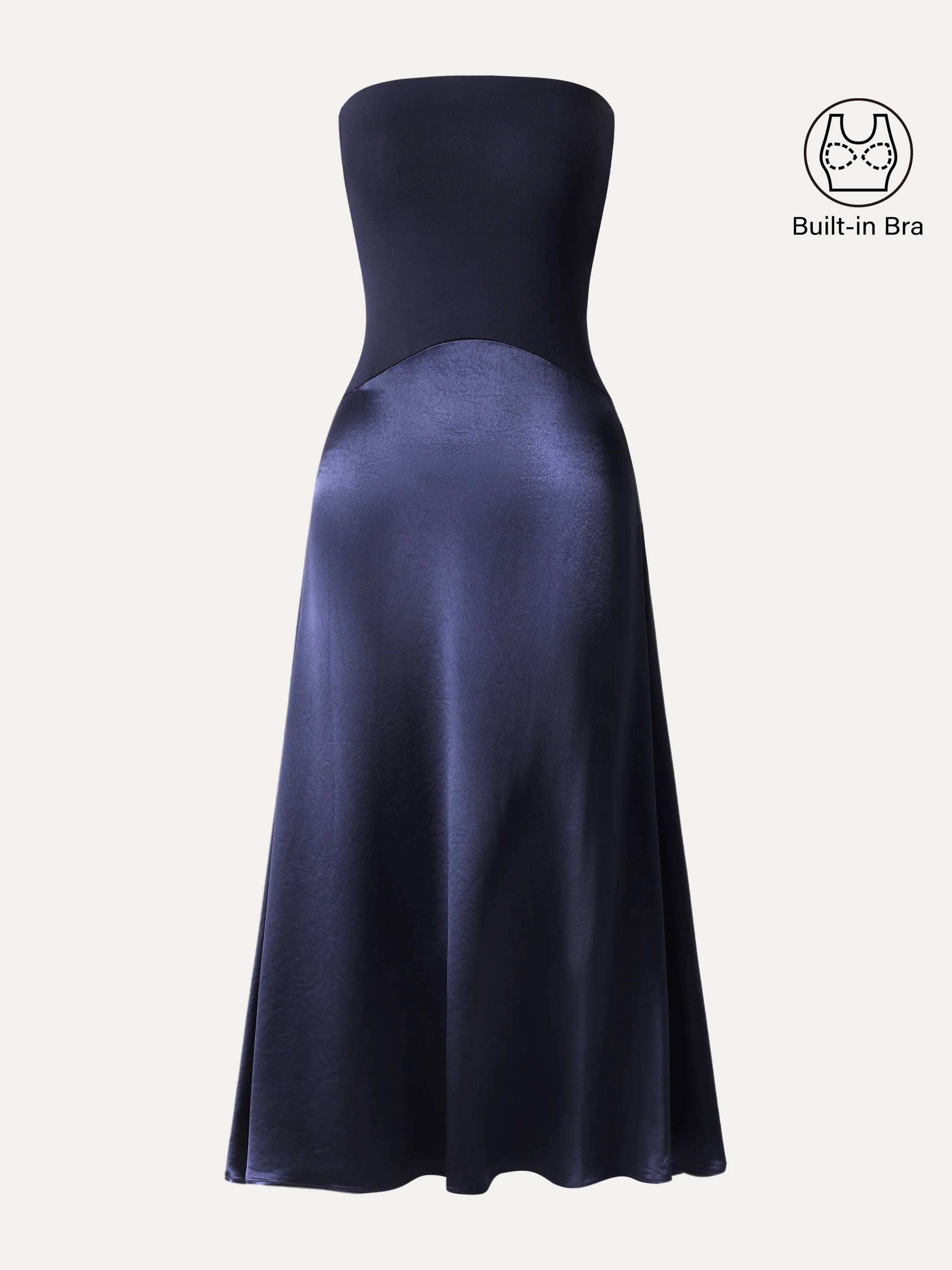 Midnight Acetate Non-slip Strapless Midi Dress
