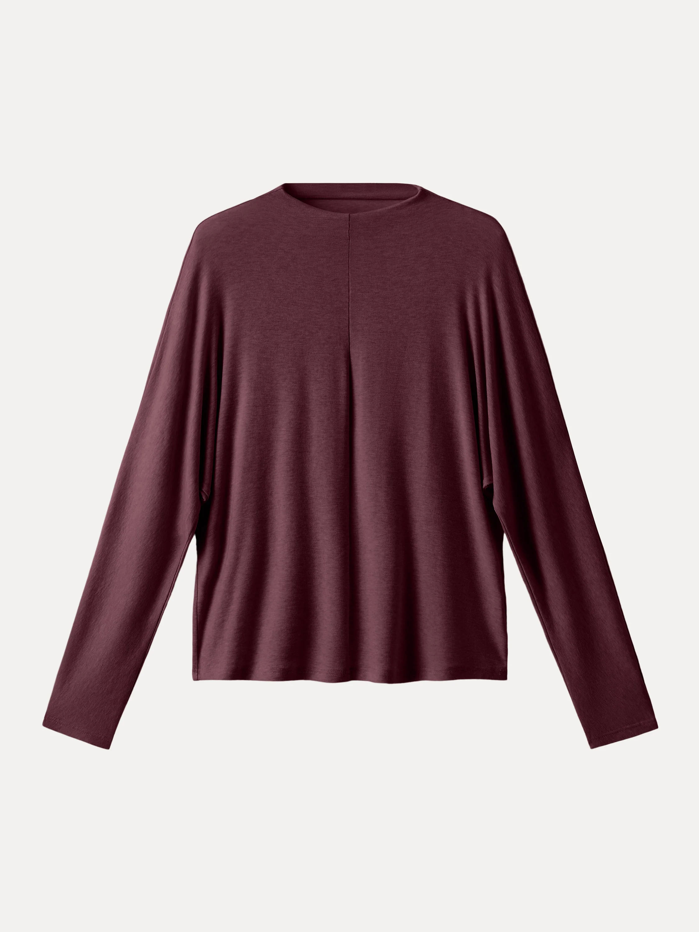 Lyocell Cashmere Relaxed Mockneck Batwing Sleeve Top