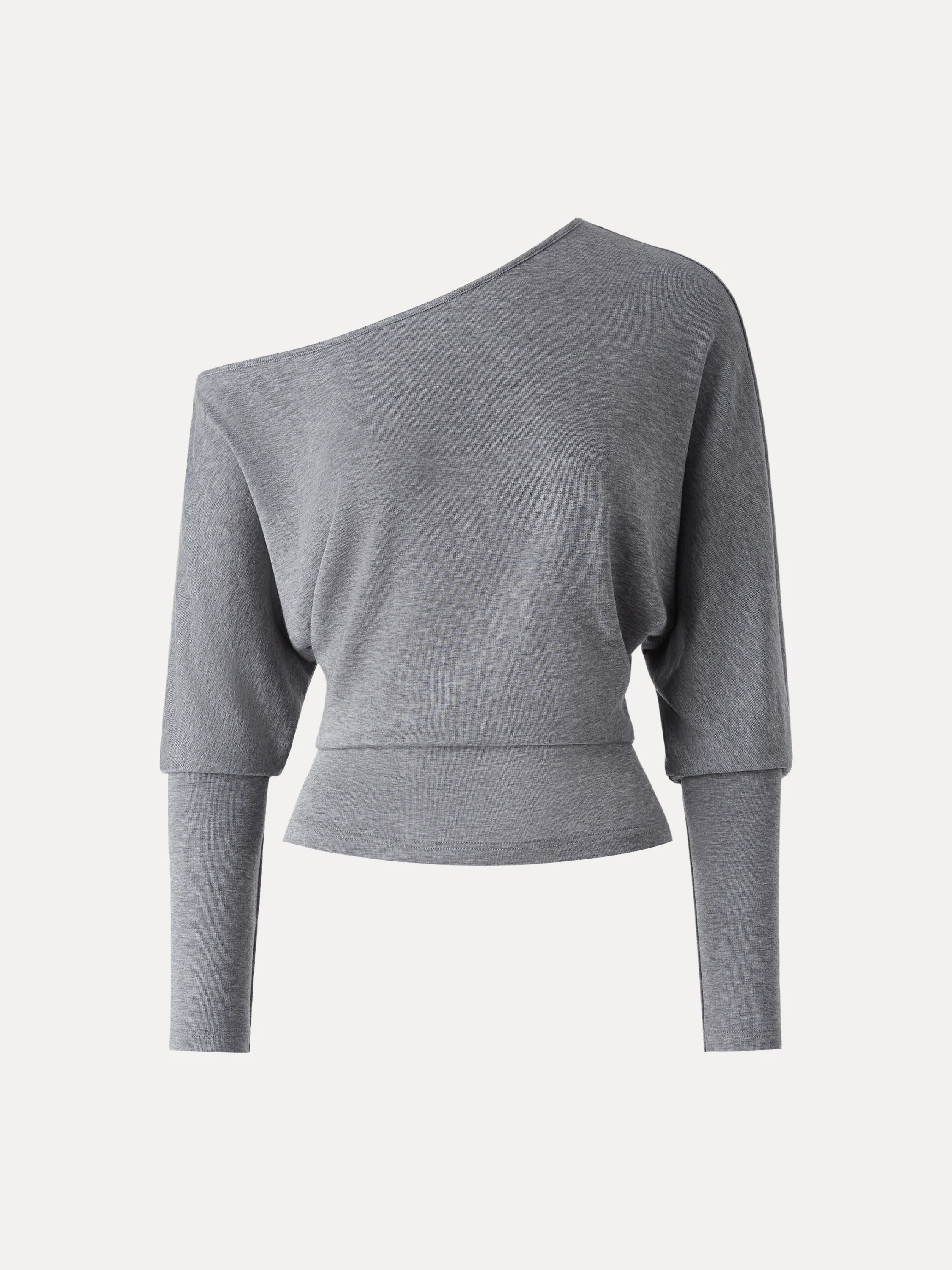 Lyocell Cashmere Cold-Shoulder Semi-Sheer Top