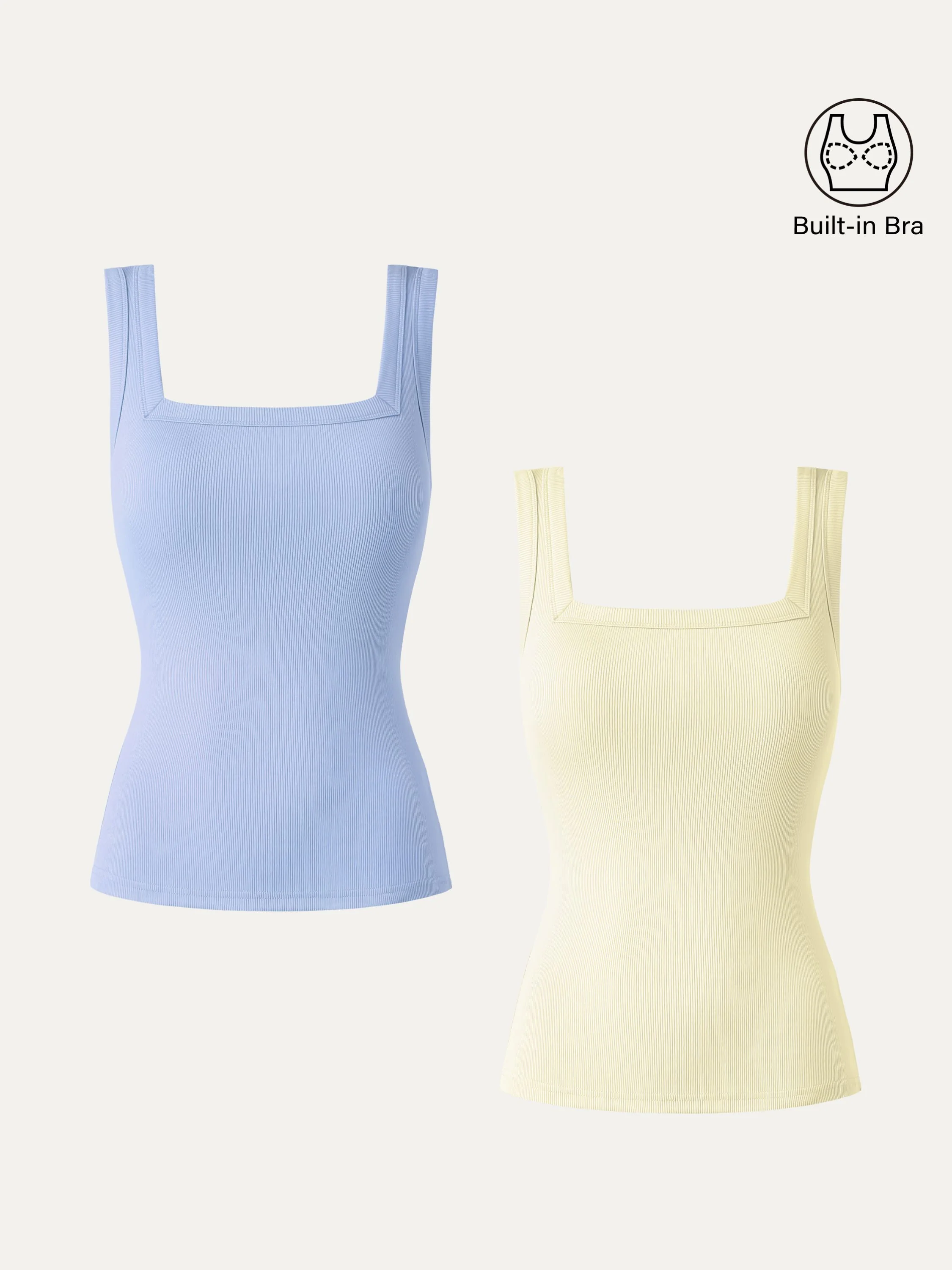 2-Piece Set Regular Slinky Square Open-Back Tank Top