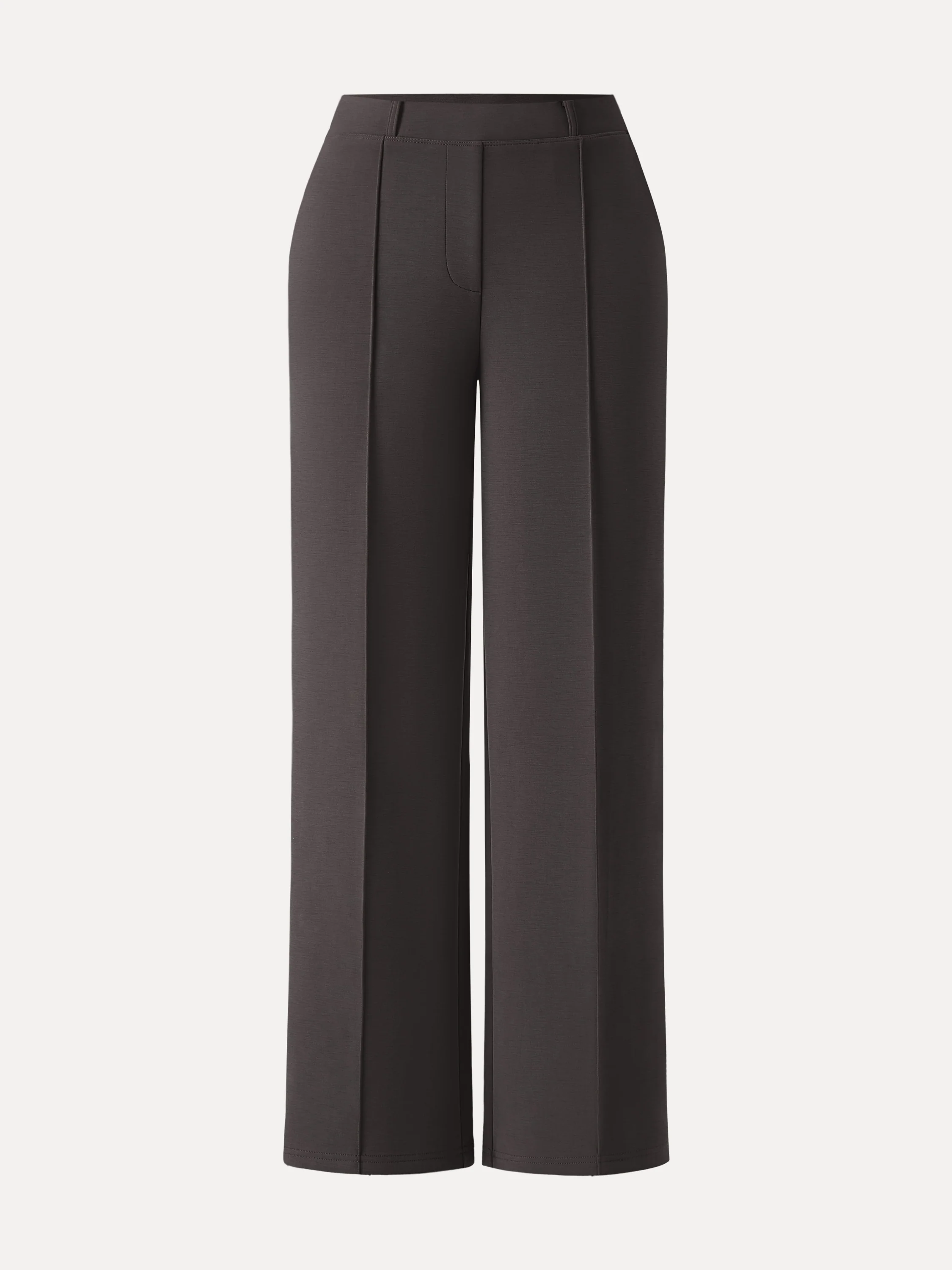 Wrinkle-Resistant Mid Rise Straight Leg Pants with Pockets