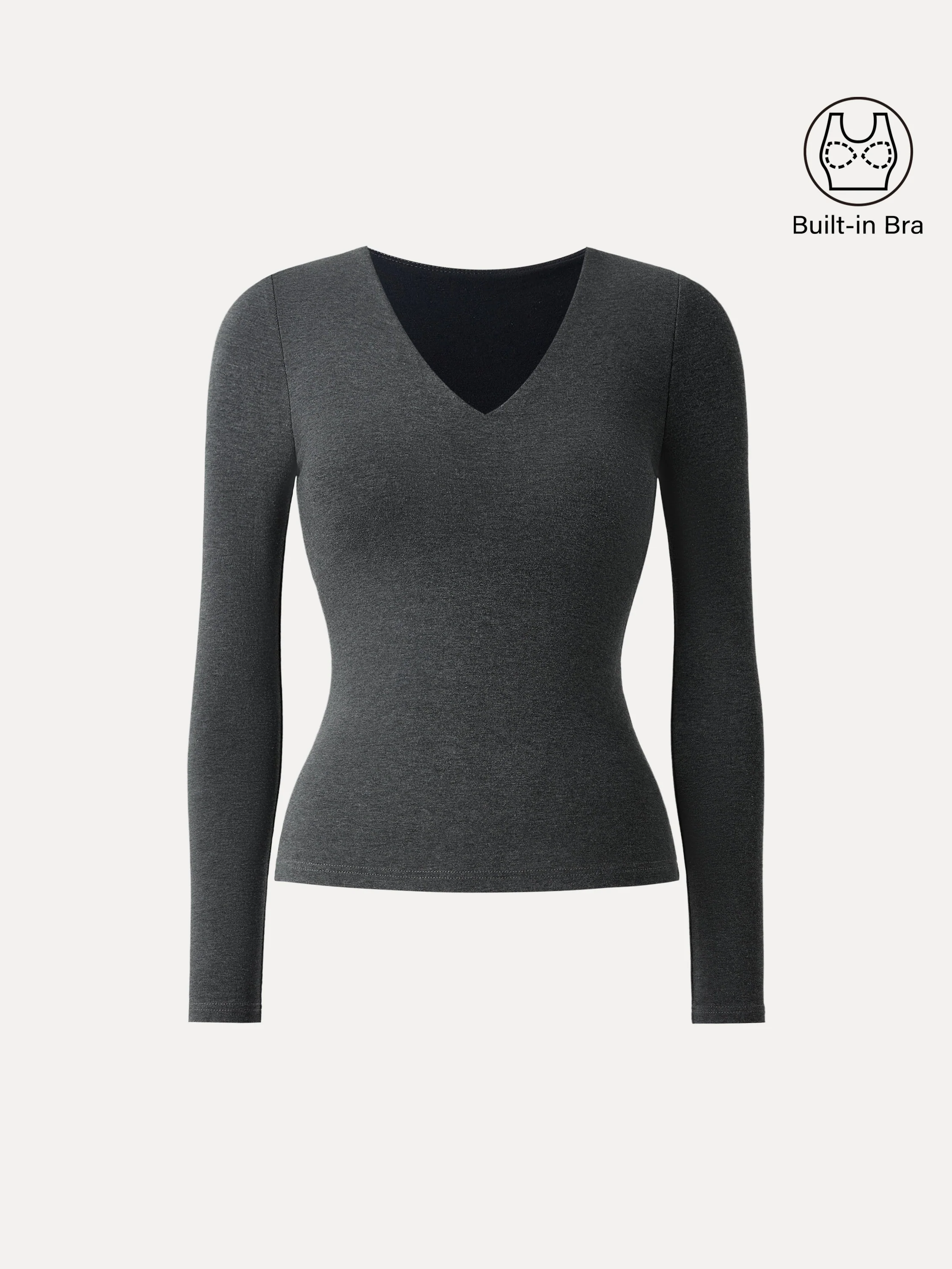 Stretchable Cotton V-Neck Long-Sleeve Brami Top