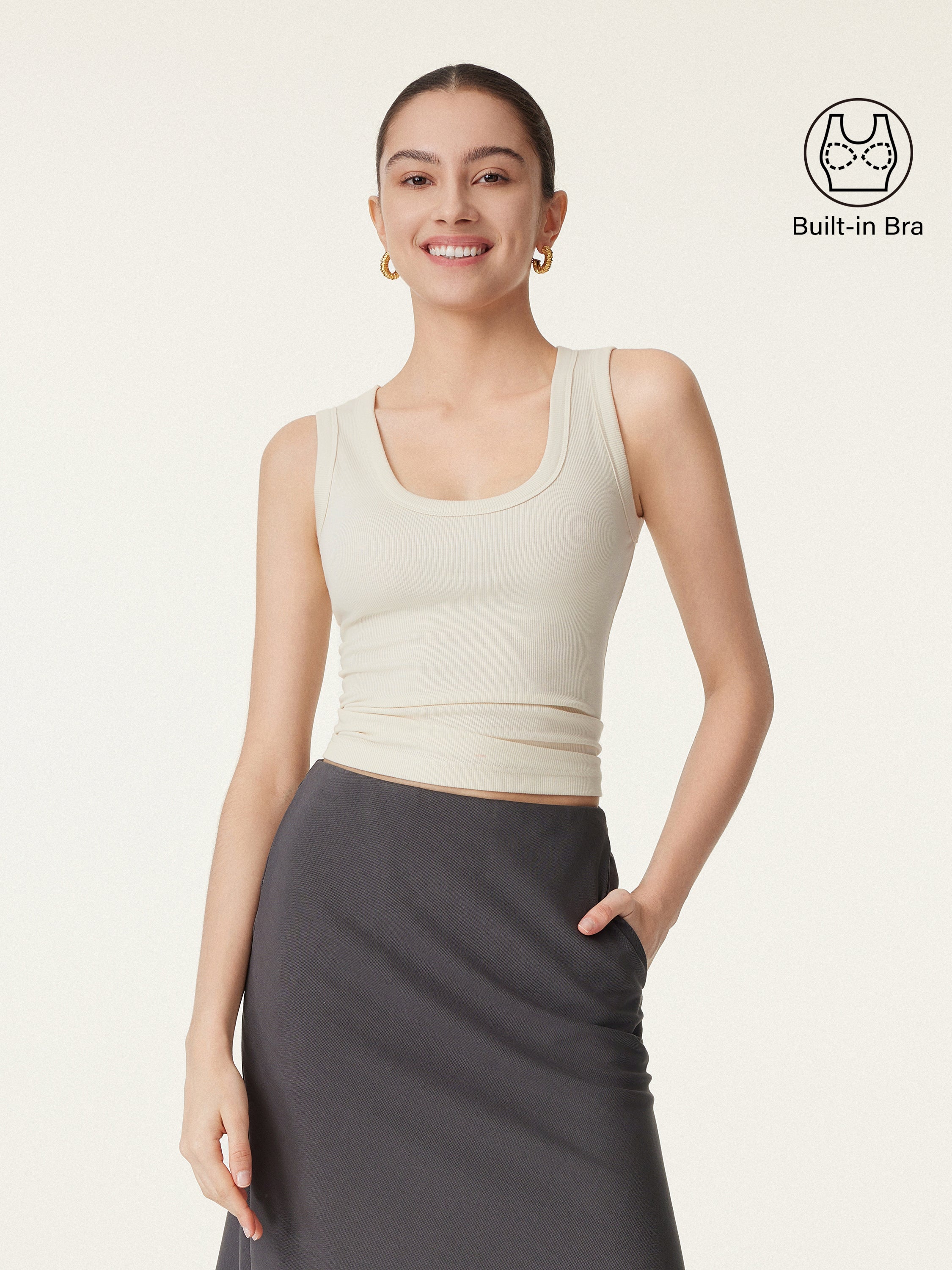 Scoop Neck Cotton Breathable Tank Top