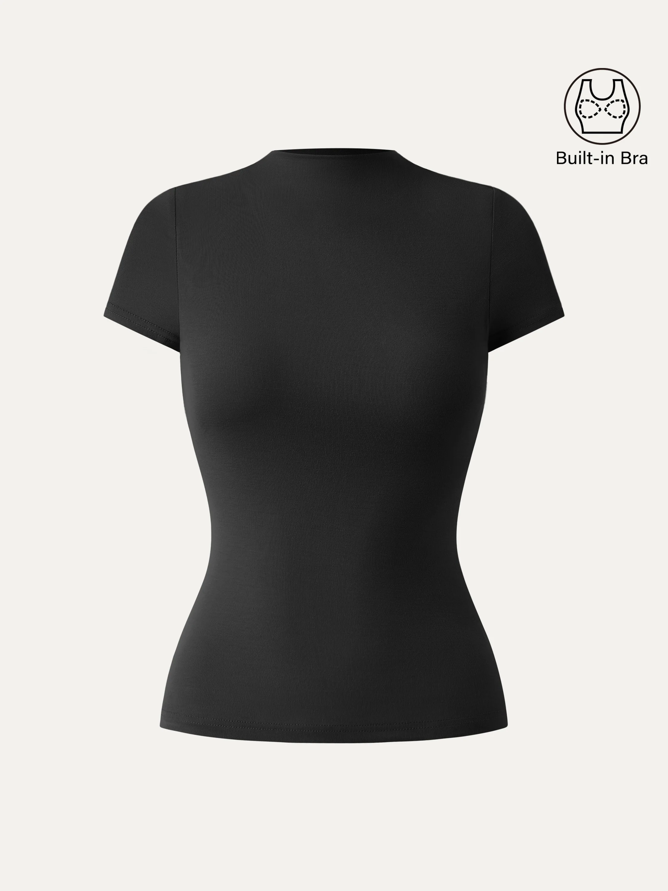 Mockneck Short Sleeve Breathable Sports Bra