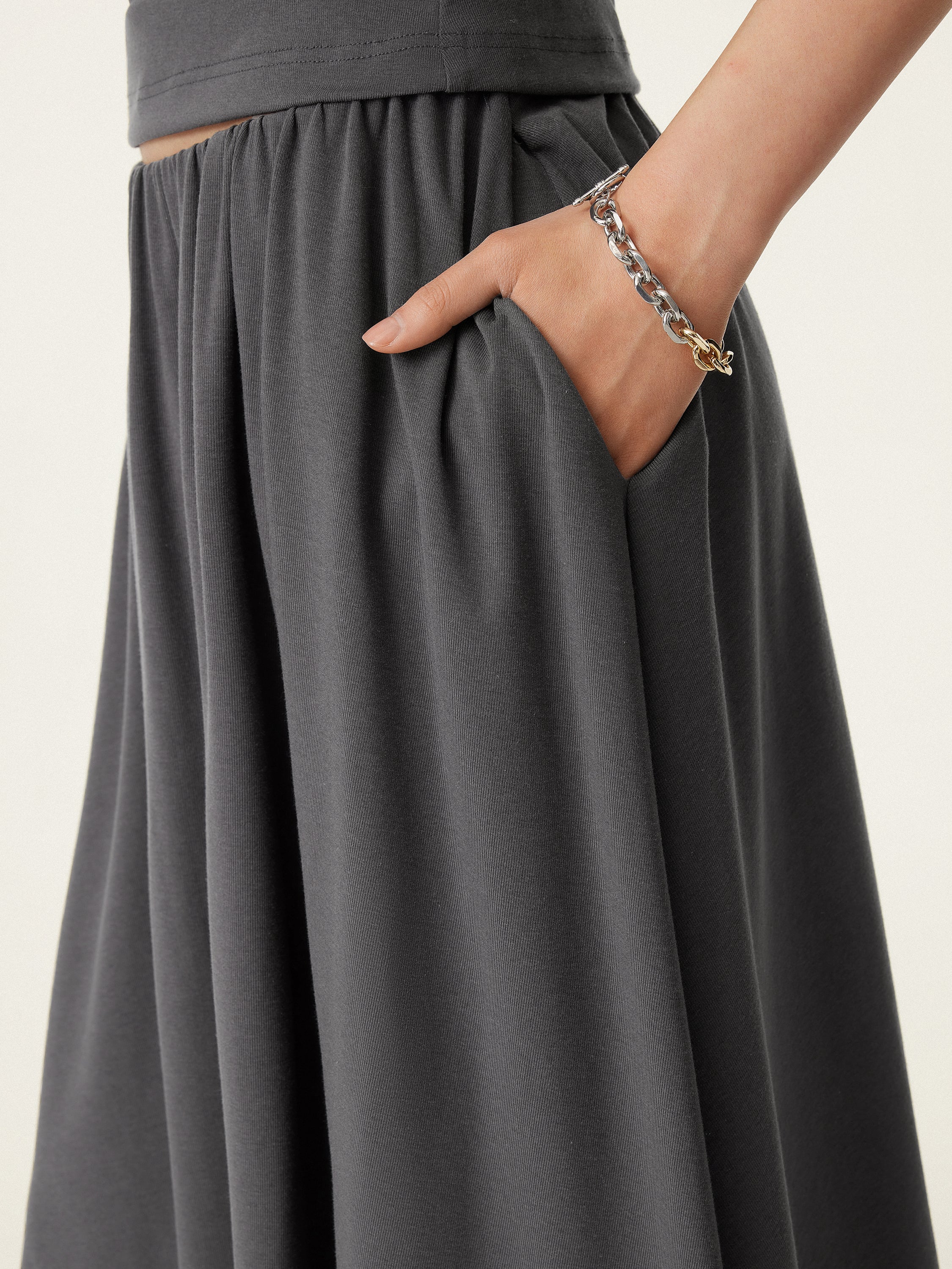Maxi Skirt with Pockets in Umbrella Style