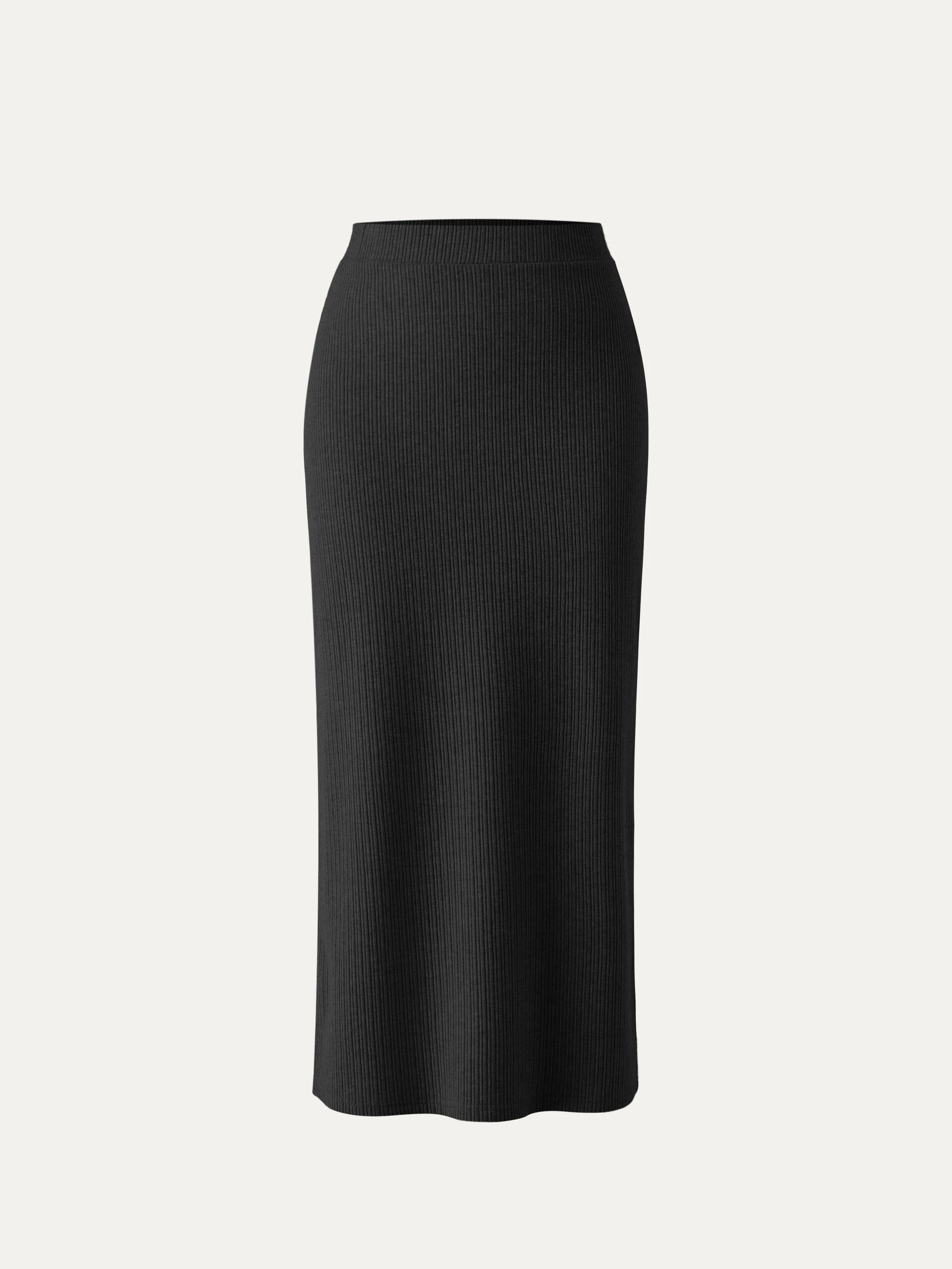 High-Waisted Split-Hem Mid-Length Skirt