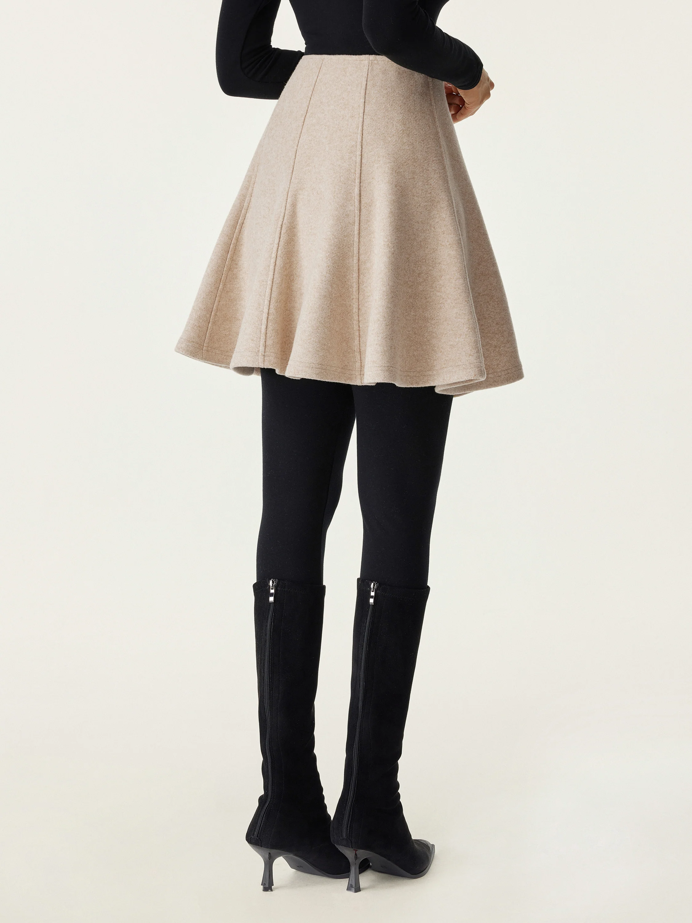 High-Waisted Flared Hem Mini Skirt