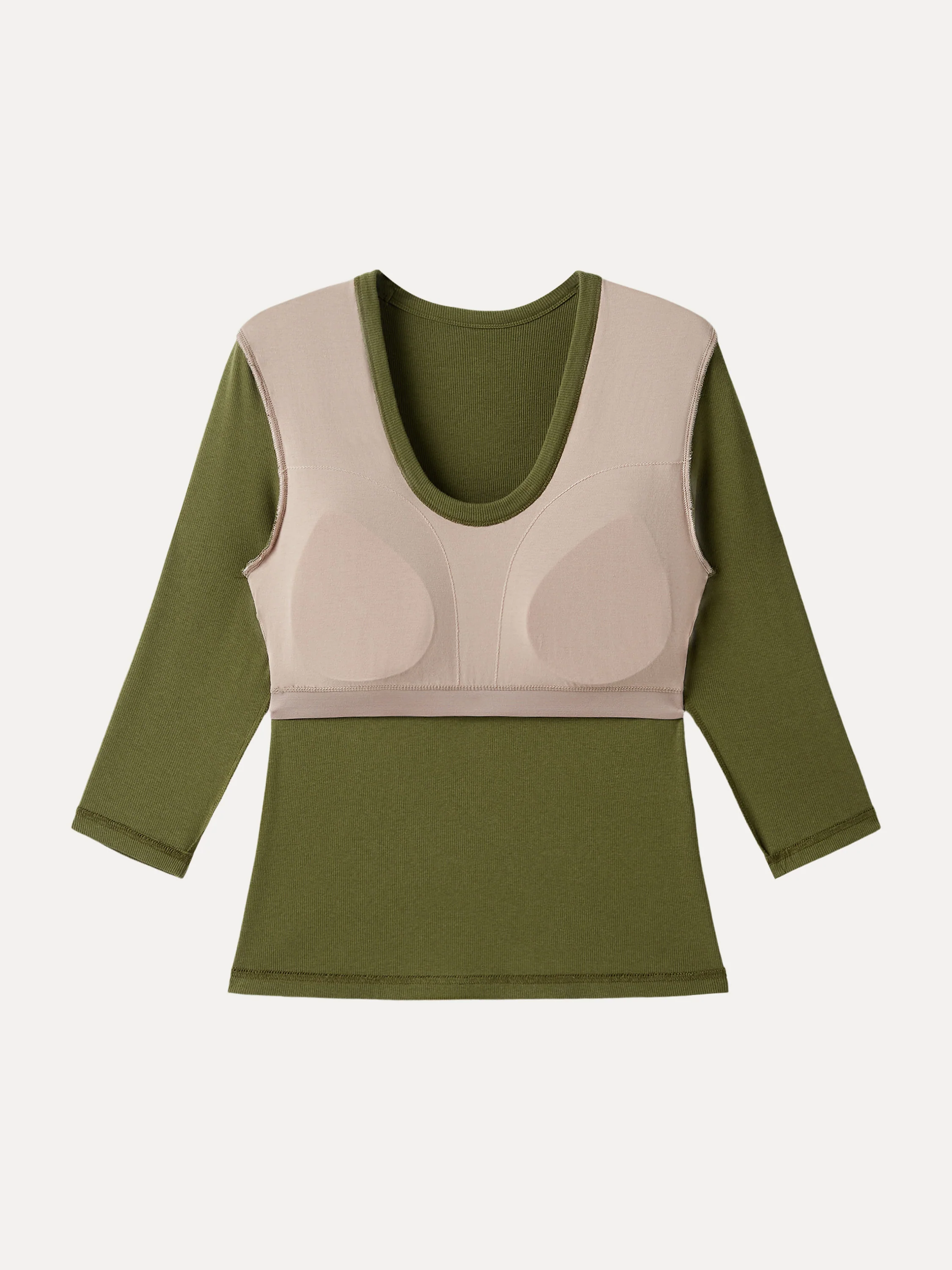 Essential Stretch Cotton U-neck 3/4 Sleeve Brami