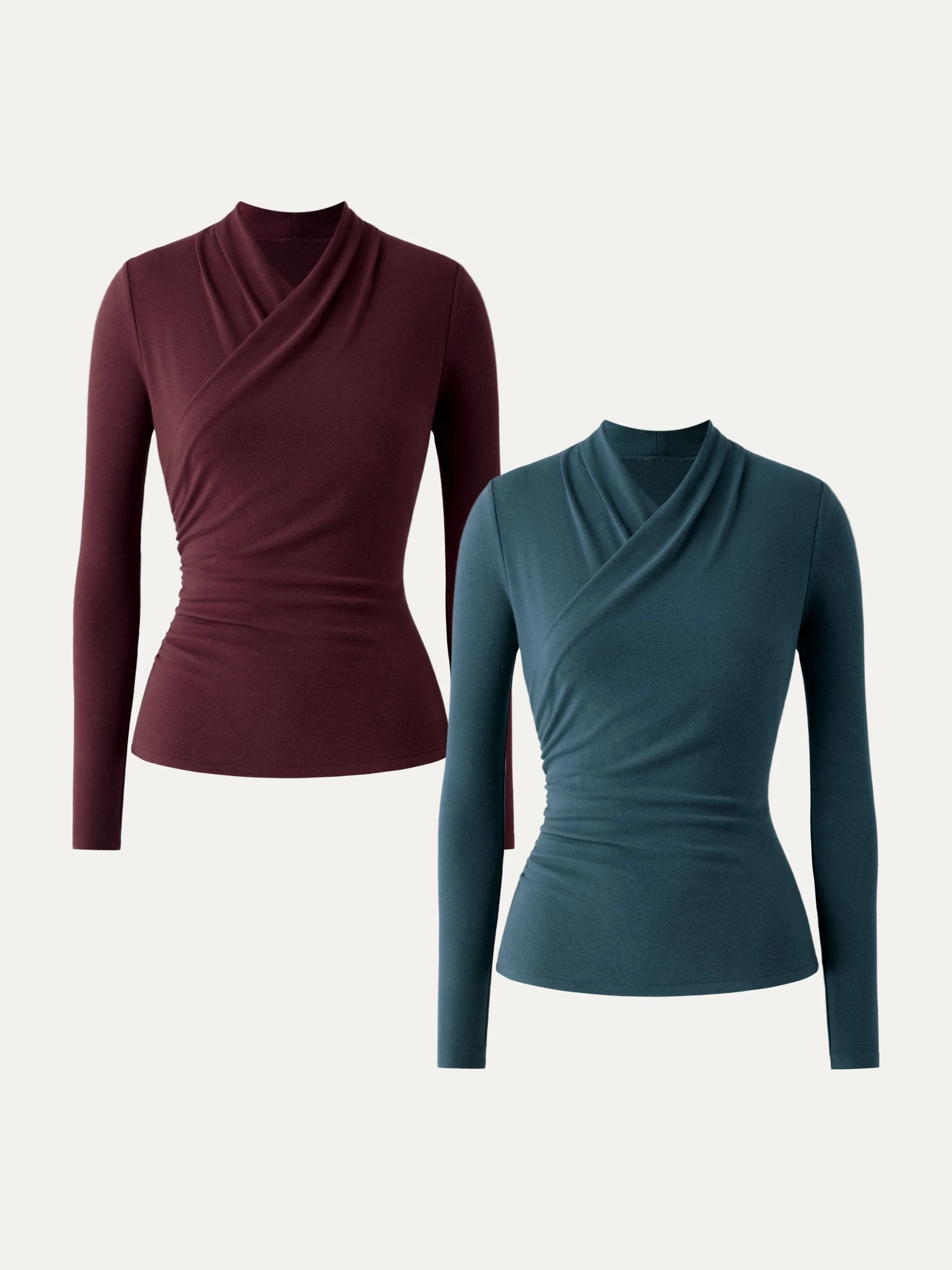 2-Piece Set Wrap Long-Sleeve Top