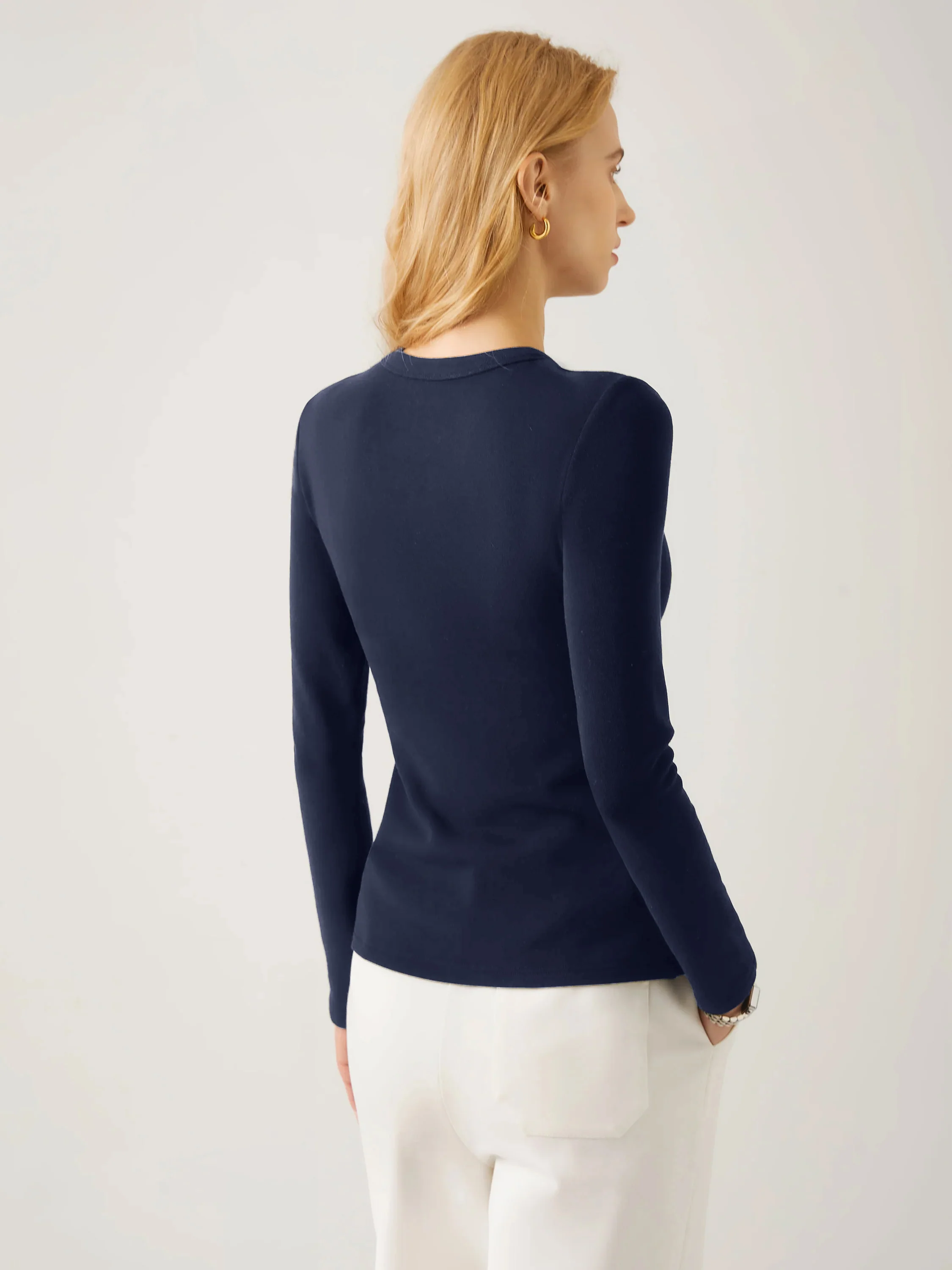 2-Piece Set Asymmetrical Placket Top and Tummy-Warming Pin-Tuck Pants