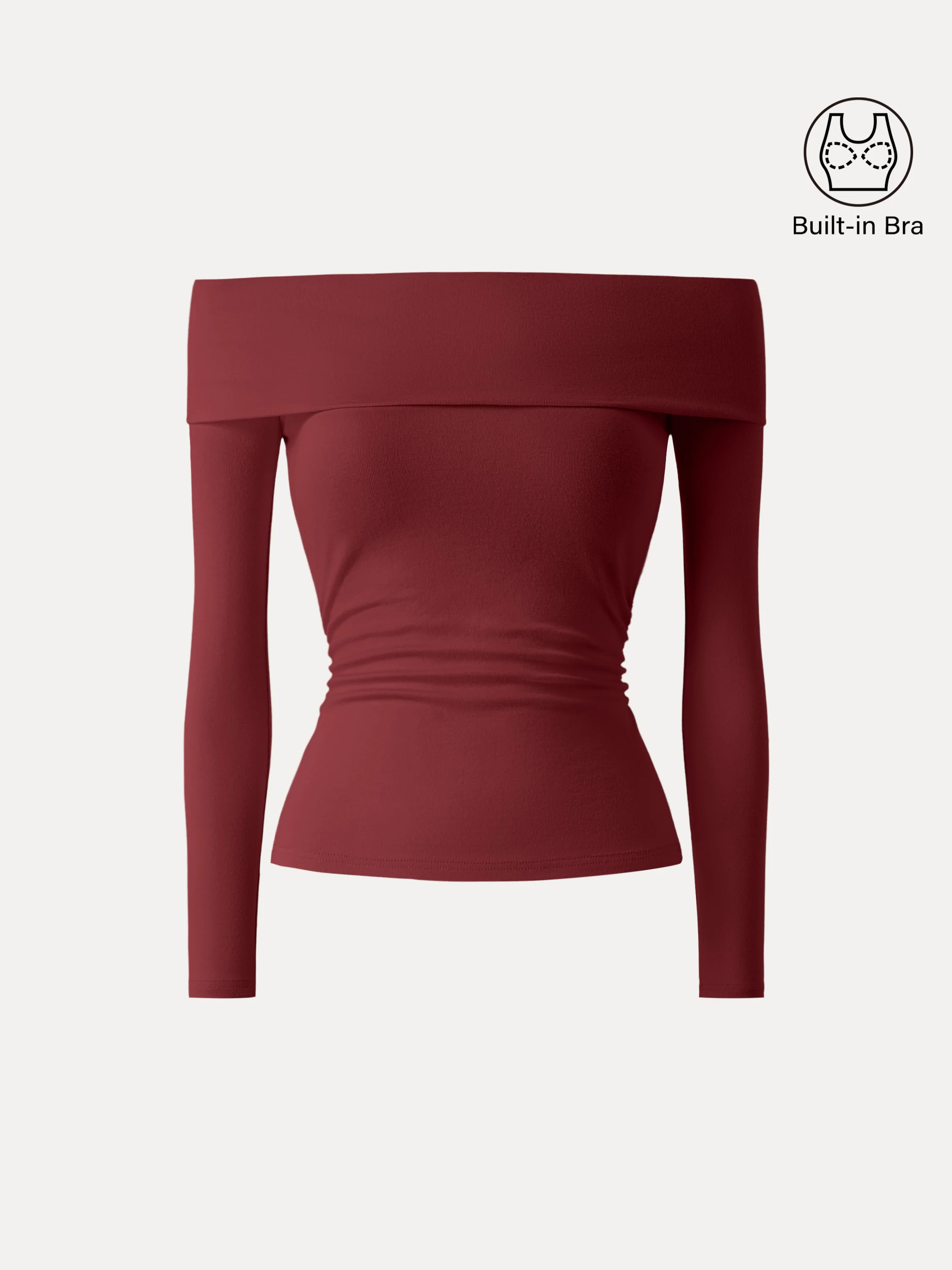 Off-the-Shoulder Long-Sleeve Side-Ruched Crop Top