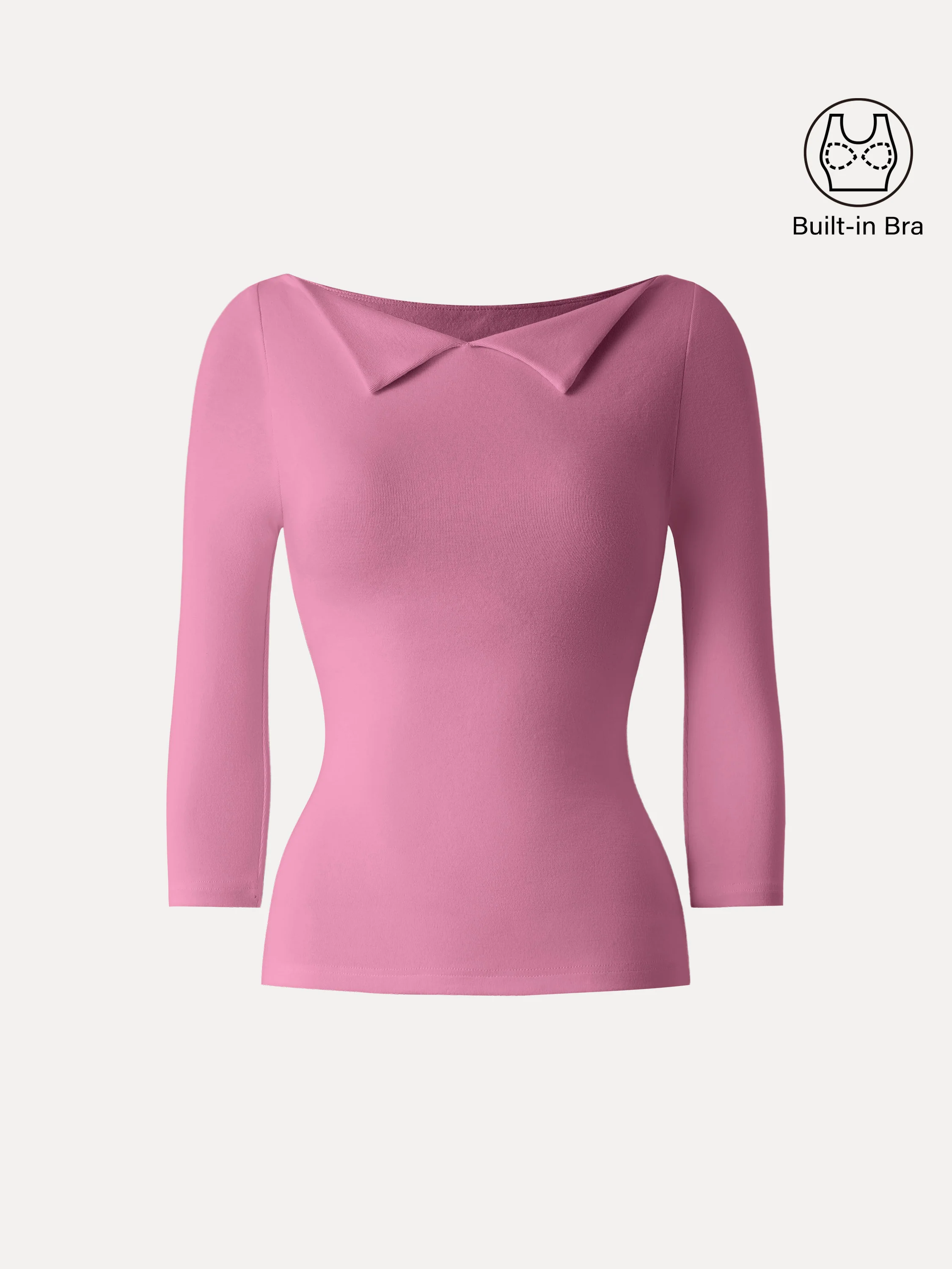 Warm Light Flapped Boatneck Three - Quarter Sleeve Brami