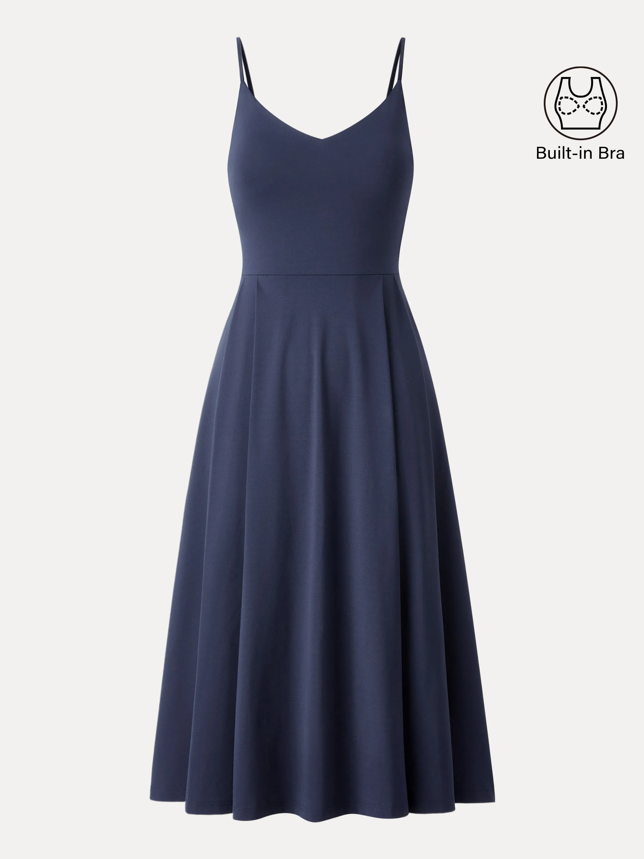 Bamboo Ponte V-neck Fit-and-flare Midi Sundress with Pockets