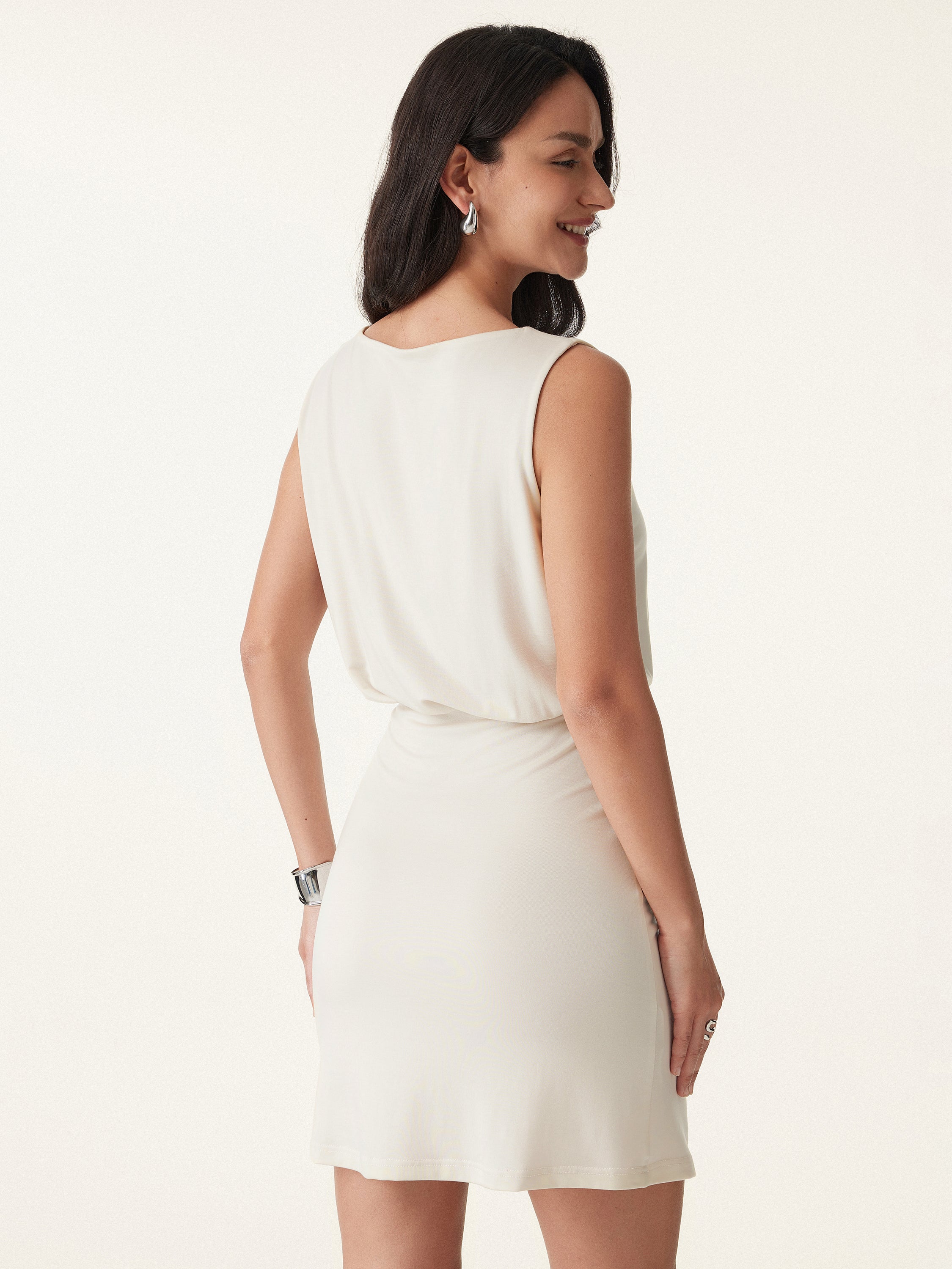 Detachable Pink Boatneck Summer Mini Dress