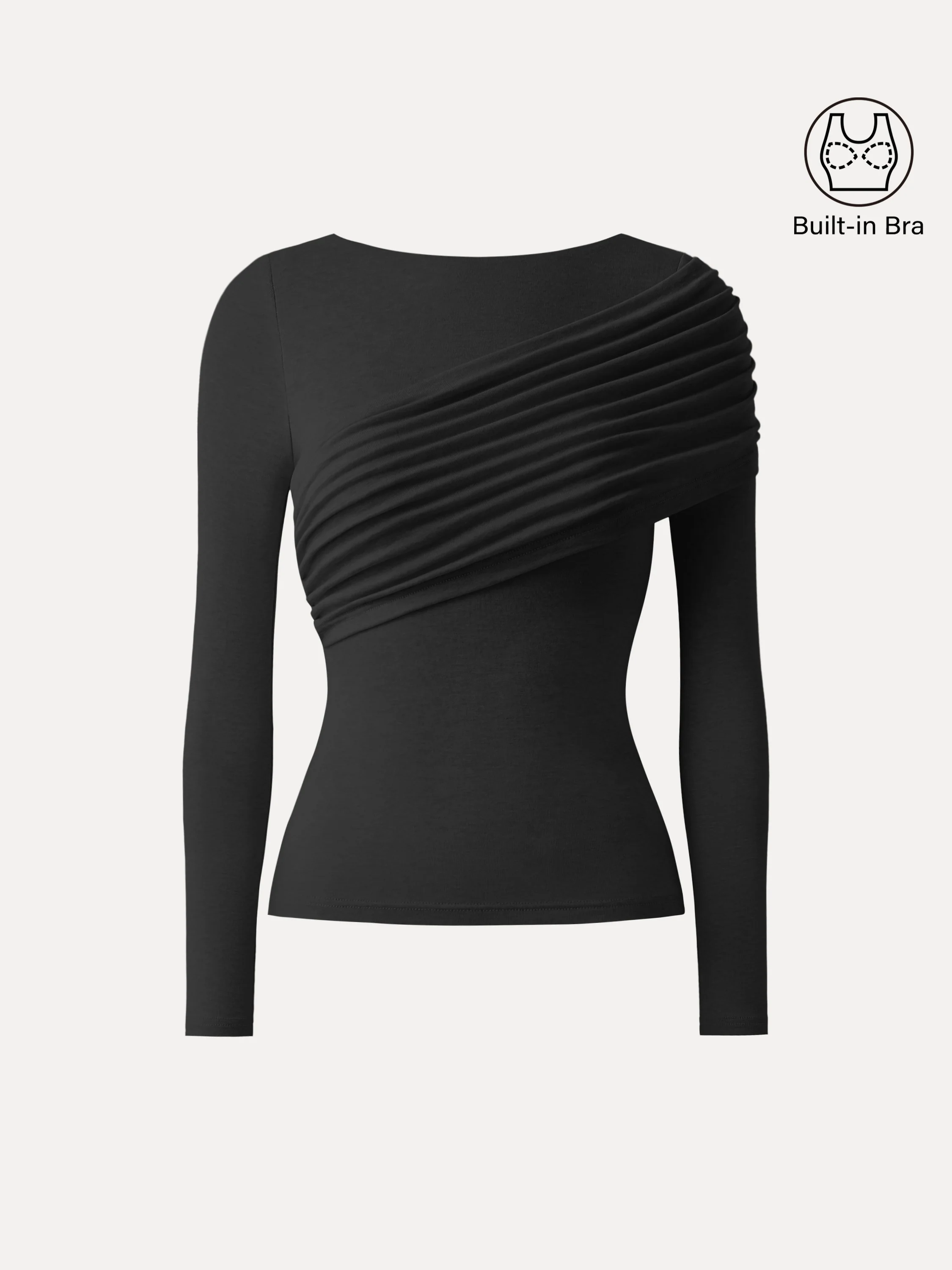 Tencel Wool Gathered Long Sleeve Crop Top