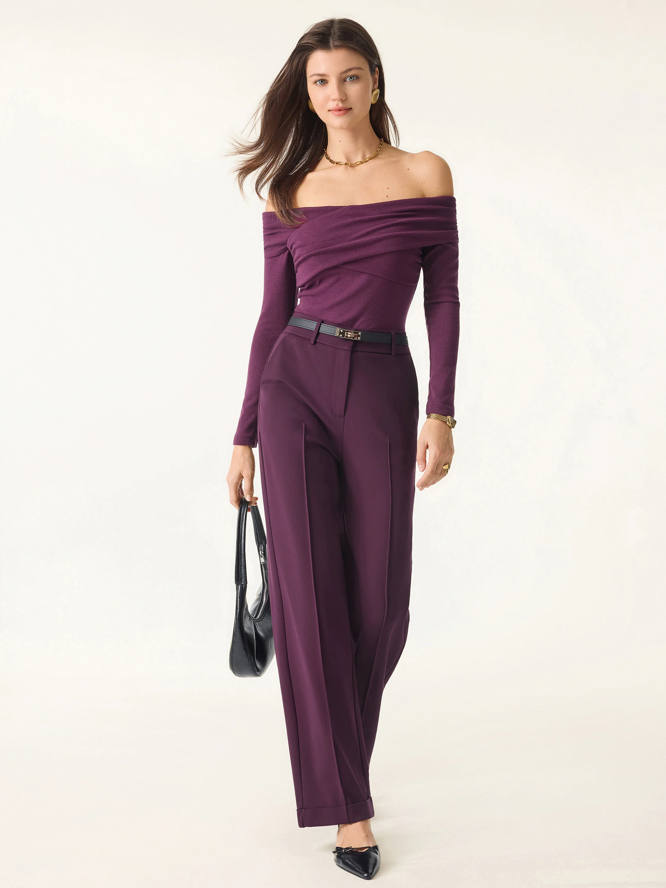 Light Warm Criss-Cross Off-Shoulder Bra Top