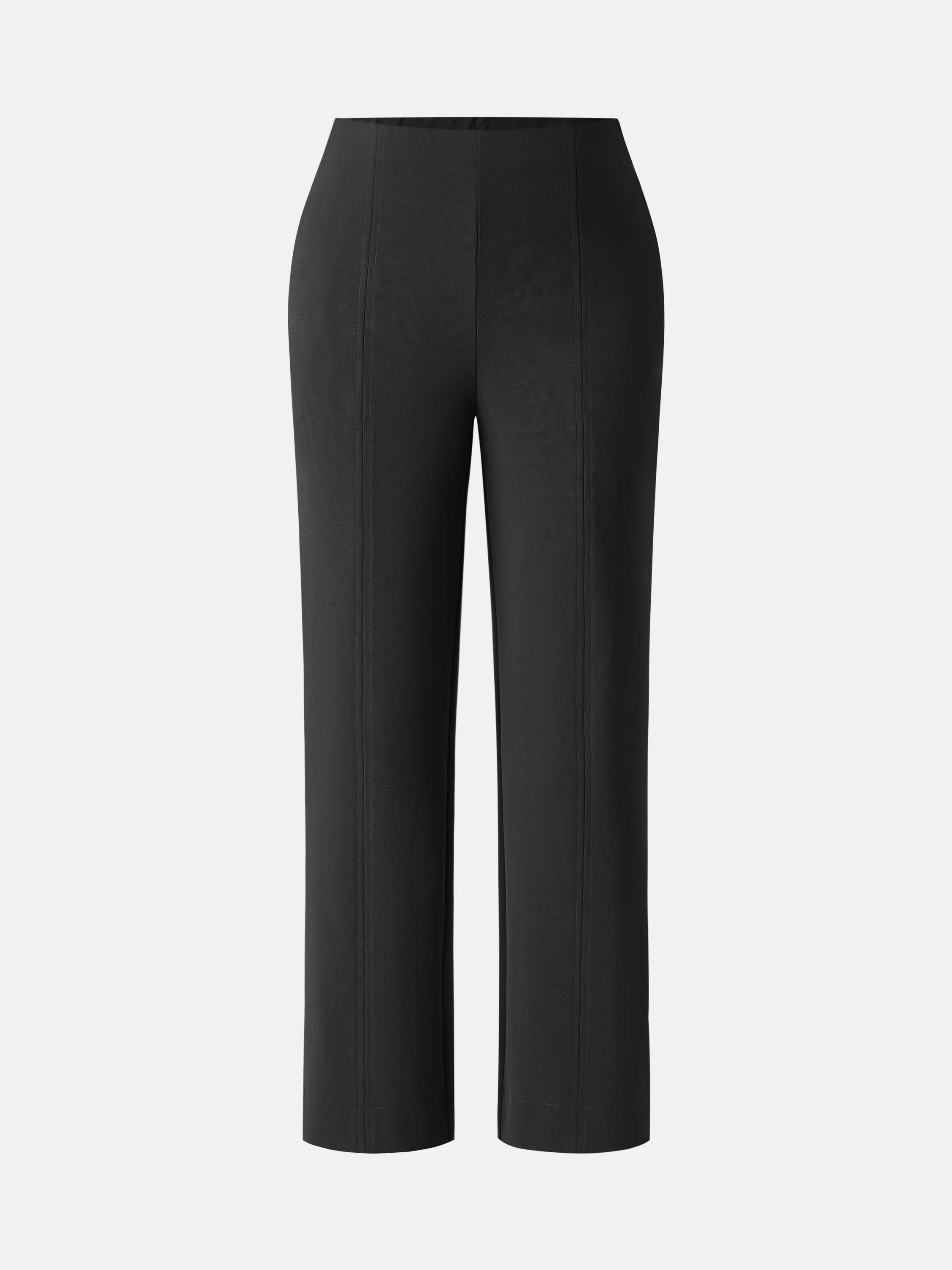 Sandwashed Mid-Rise Slim Straight Pull-On Trousers with Pockets