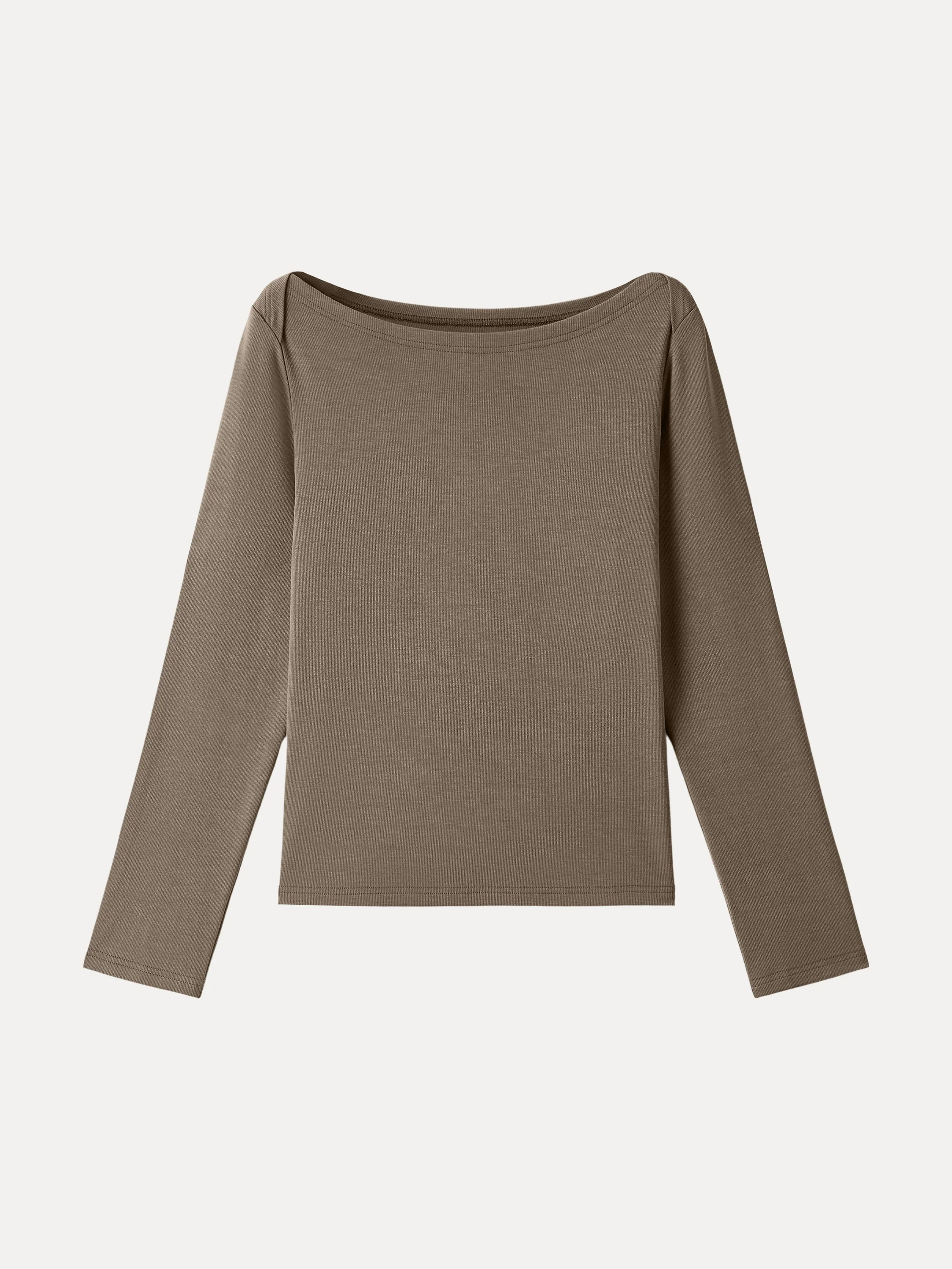 Relaxed-Fit Boatneck Long-Sleeve Top