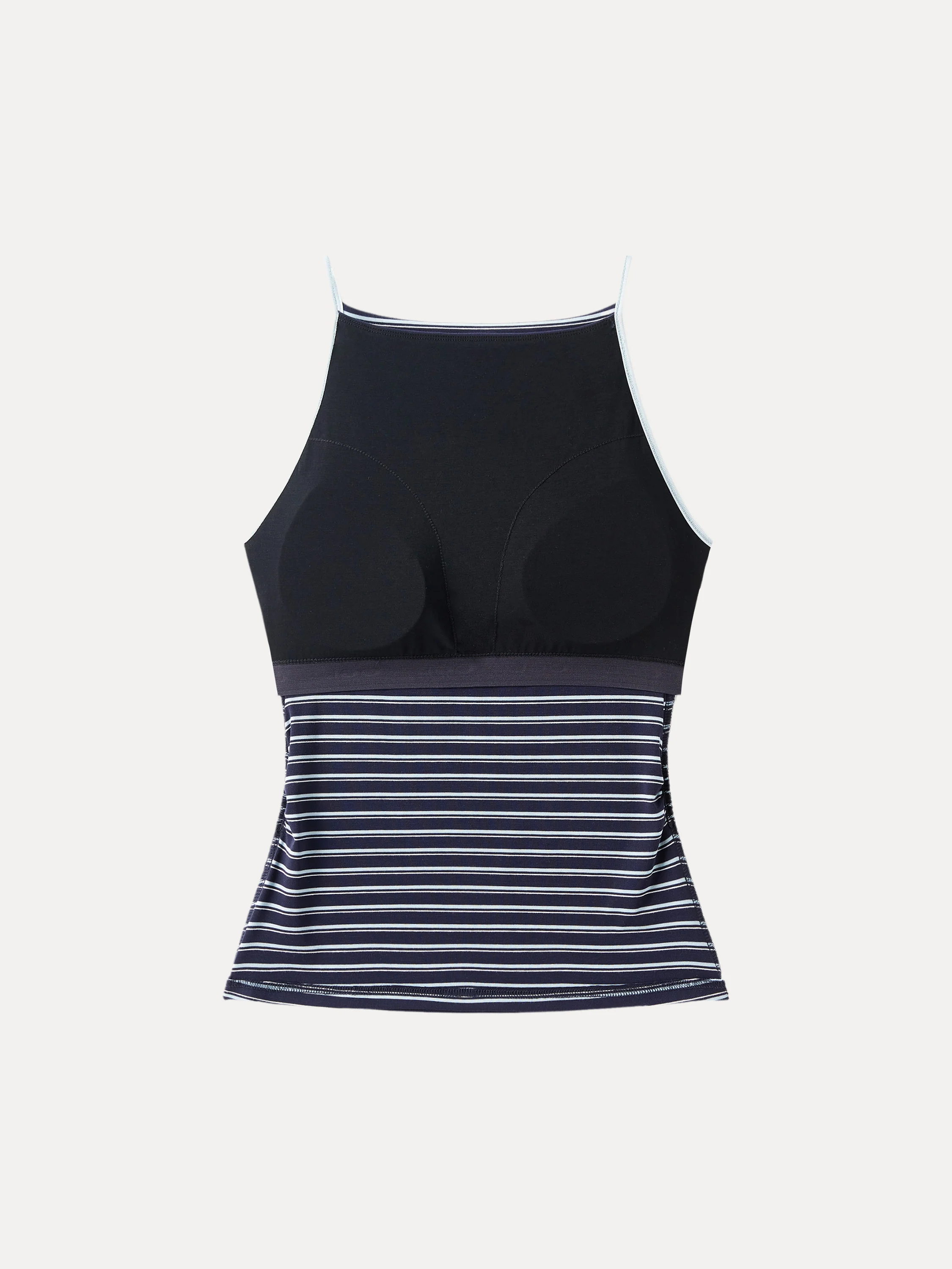 Striped Side-Ruched Spaghetti Airy Bra