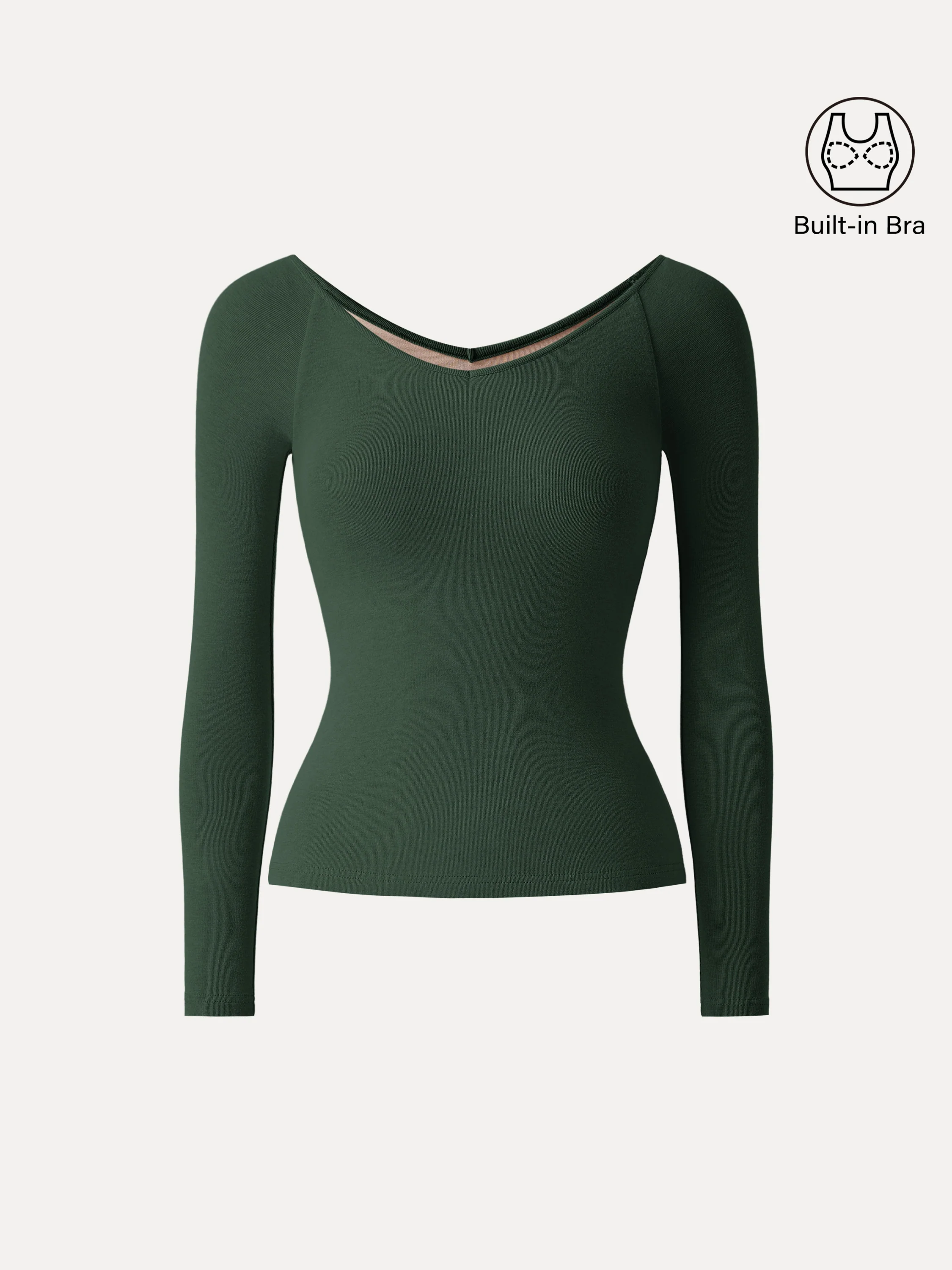 Stretch Cotton V-Neck Long Sleeve Brami Top