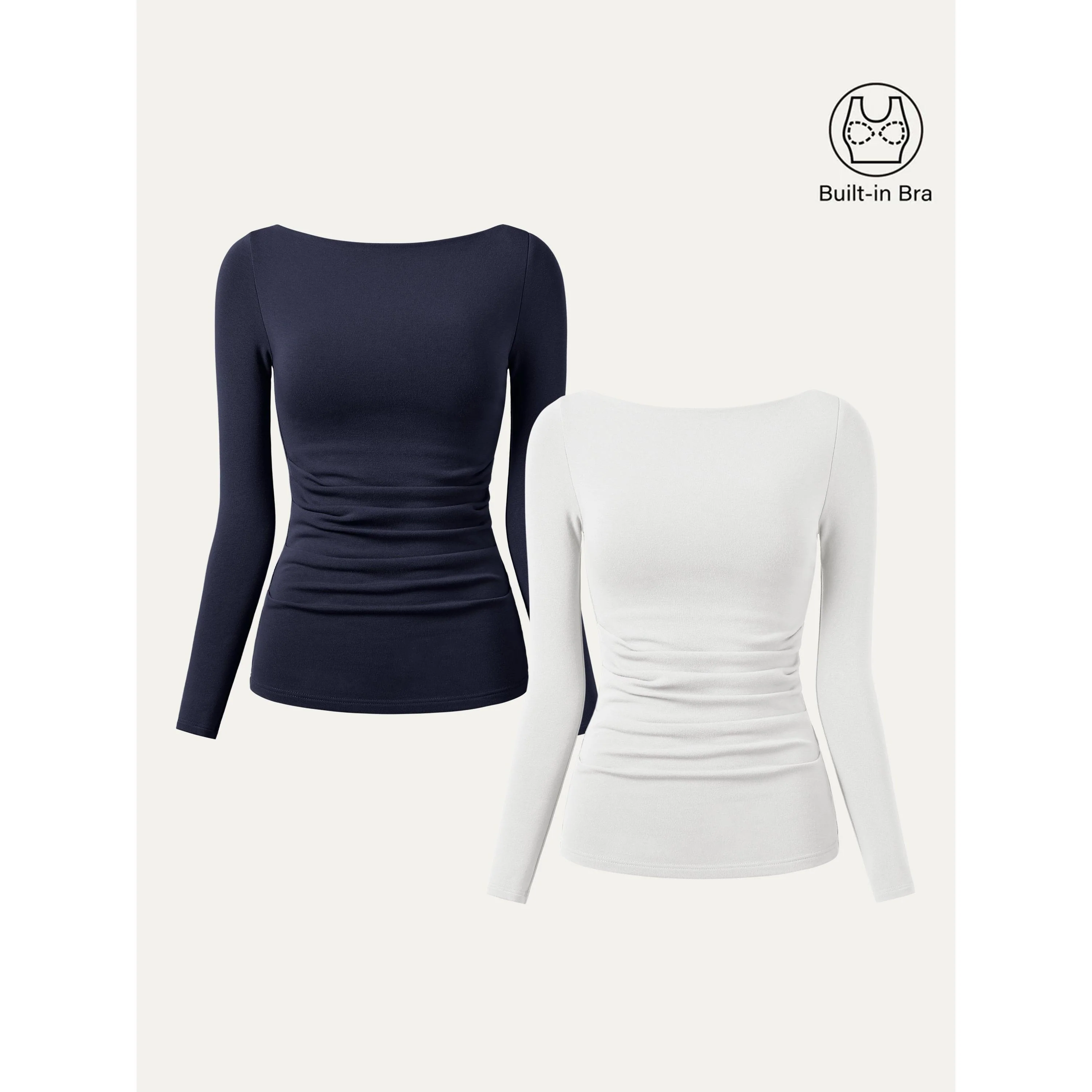 2-Piece Set Boatneck Tucked Bra Top