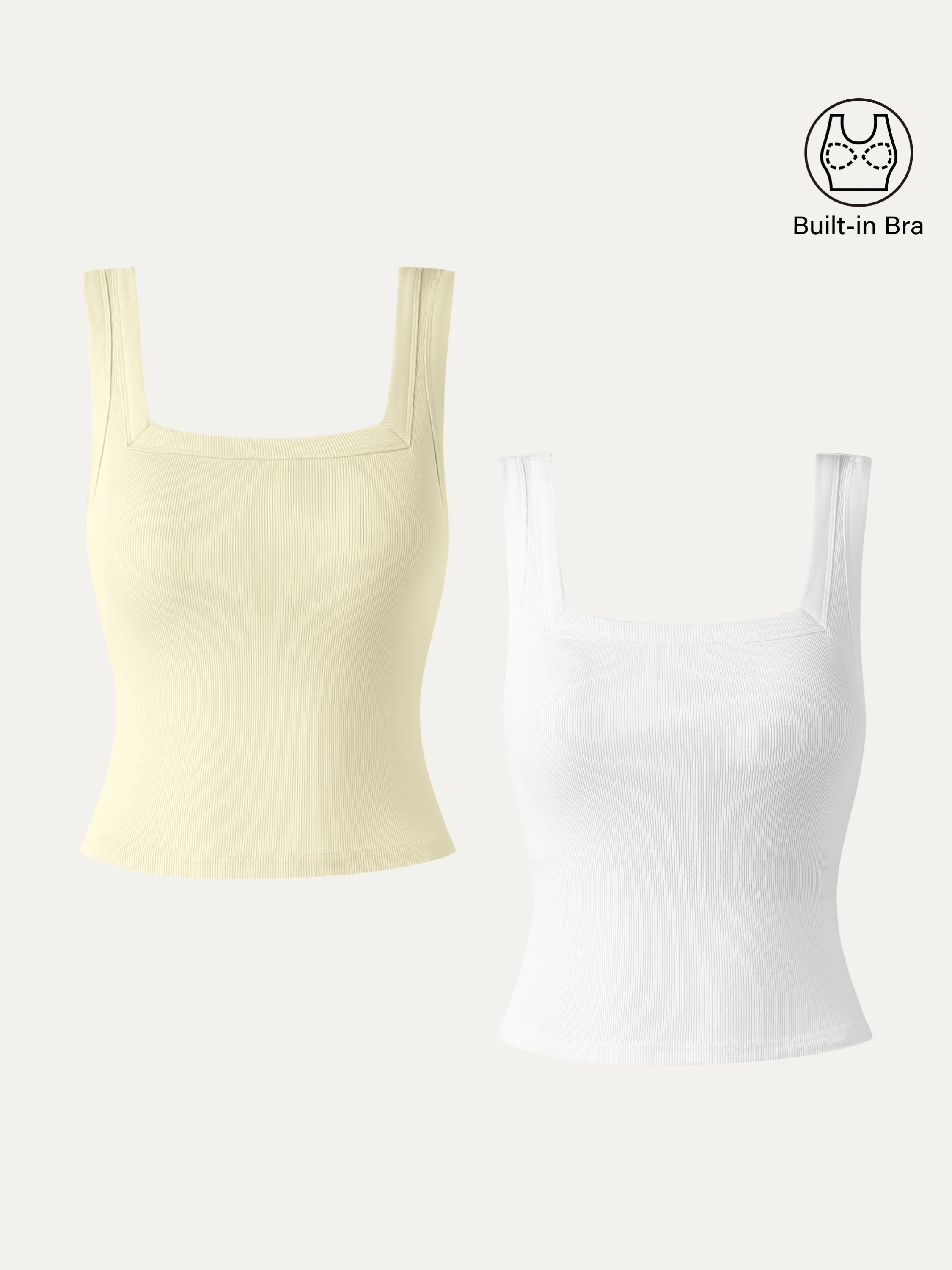2Pcs Set Cropped Slinky Square Open-Back Brami Tank Top