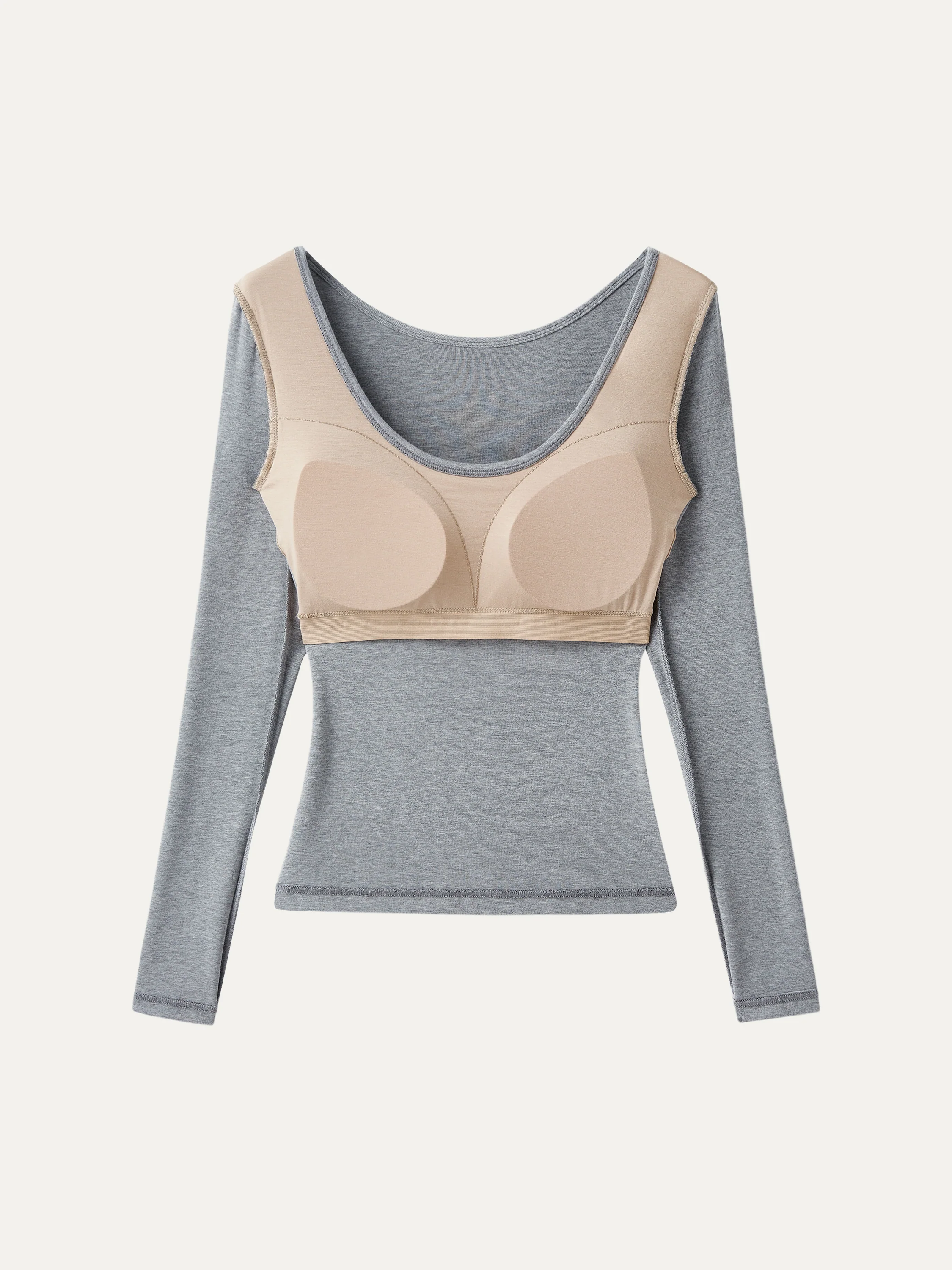 Scoop Neck Long Sleeve Breathable Bra