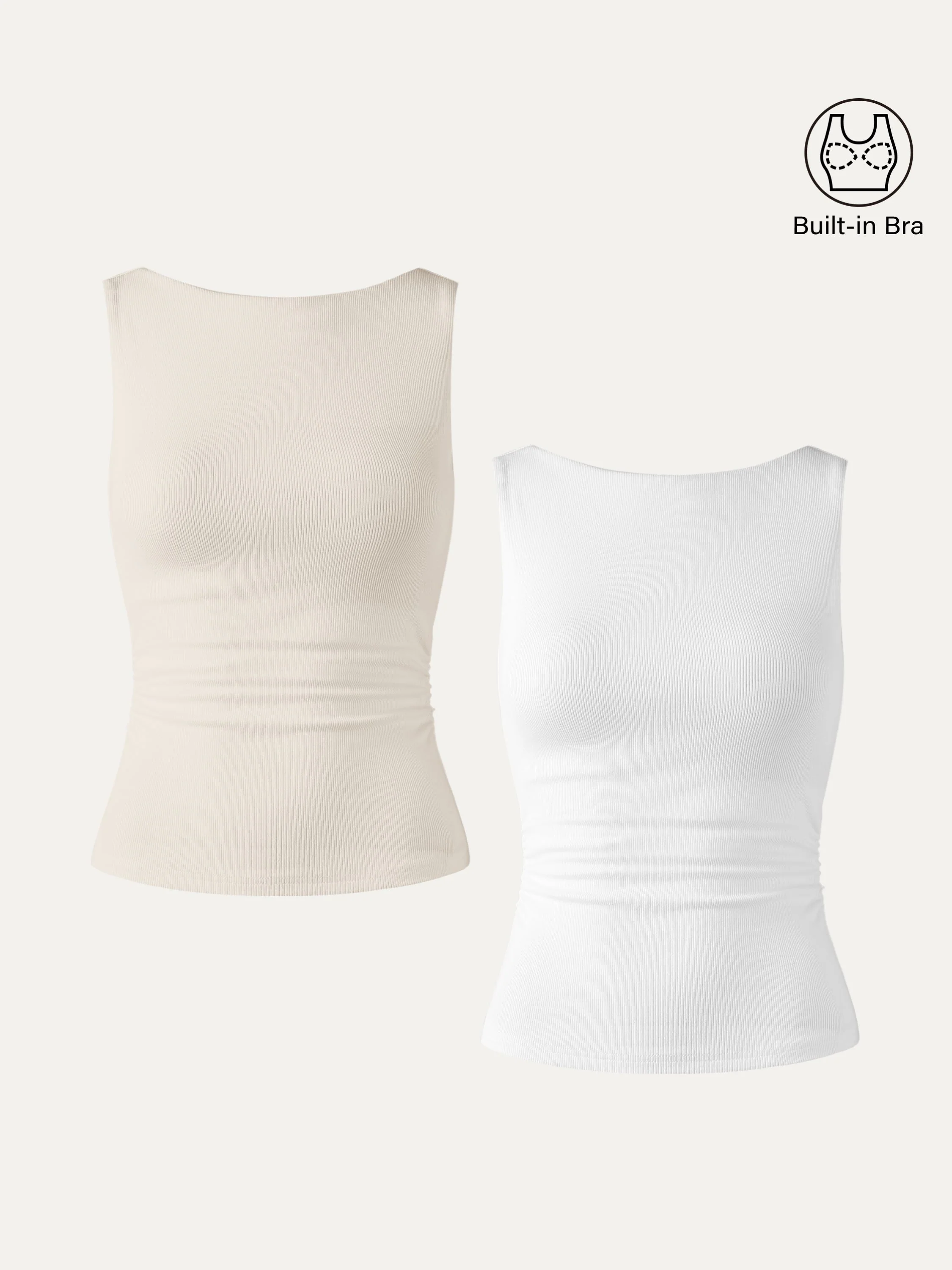 2-Piece Set Elastic Open-Back Bra Tank