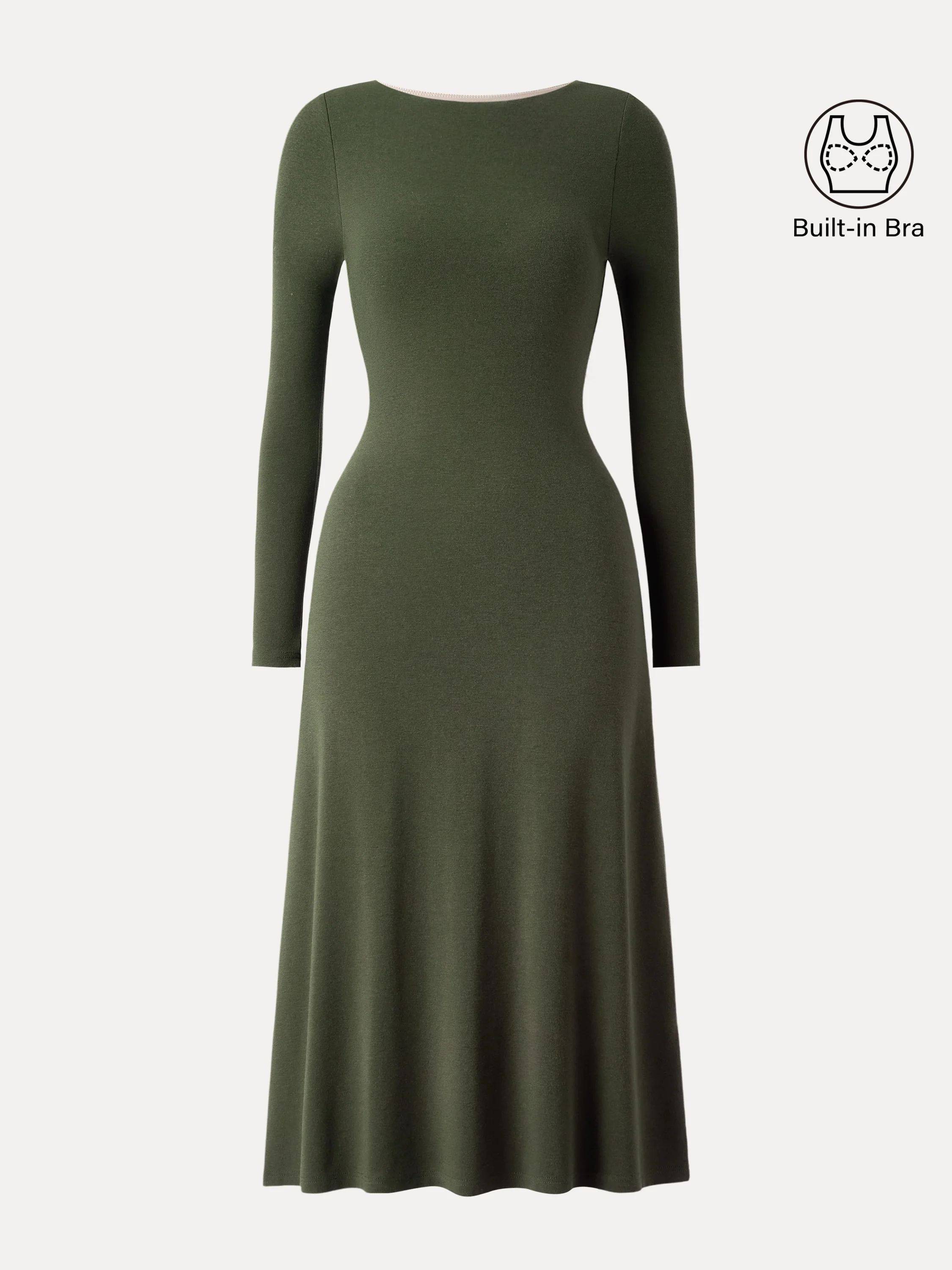 Essential Round Neck Long Sleeve Midi Brami Dress