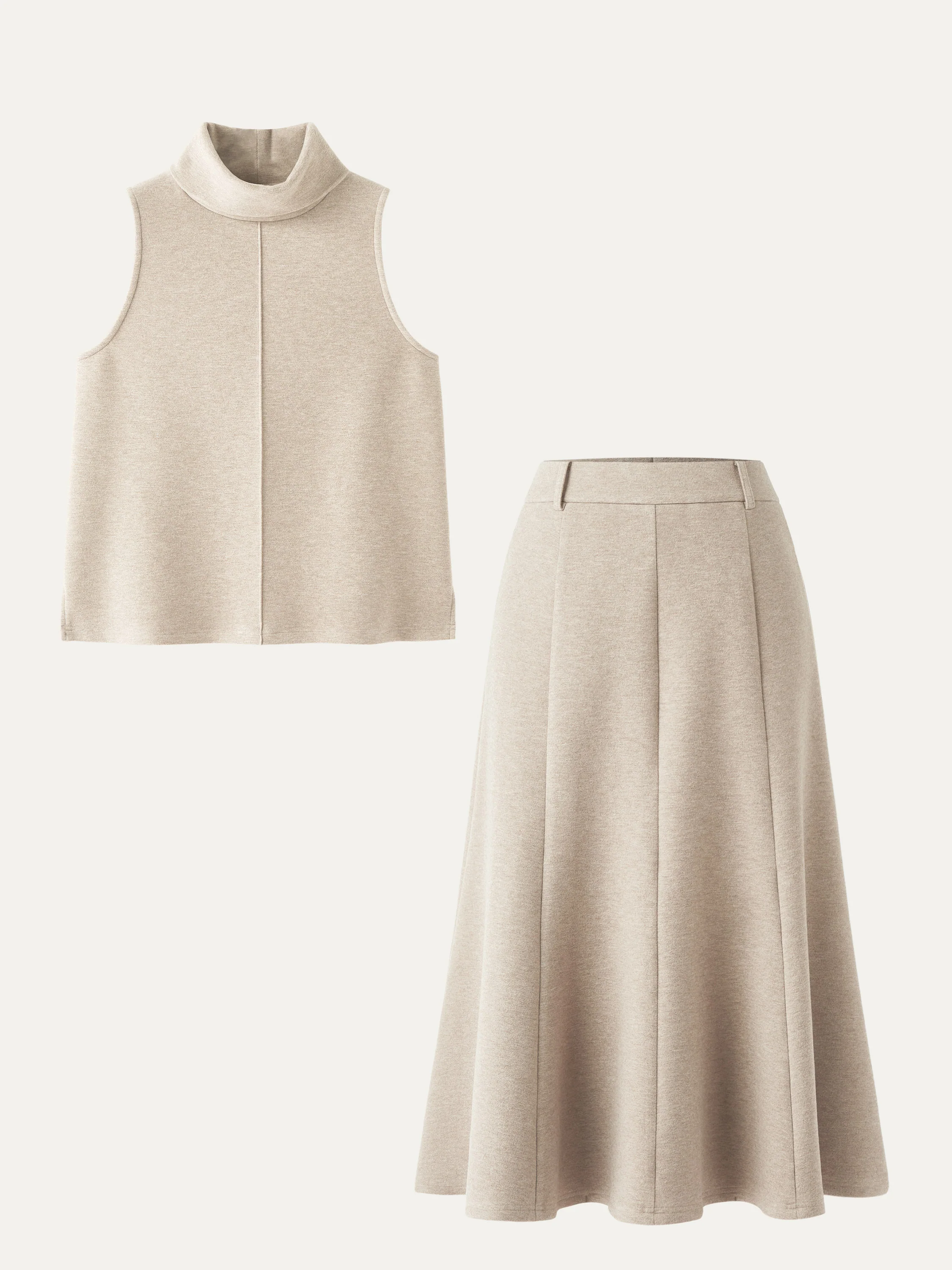 2-Piece Set Split Hem Top and High-Waisted Midi Skirt