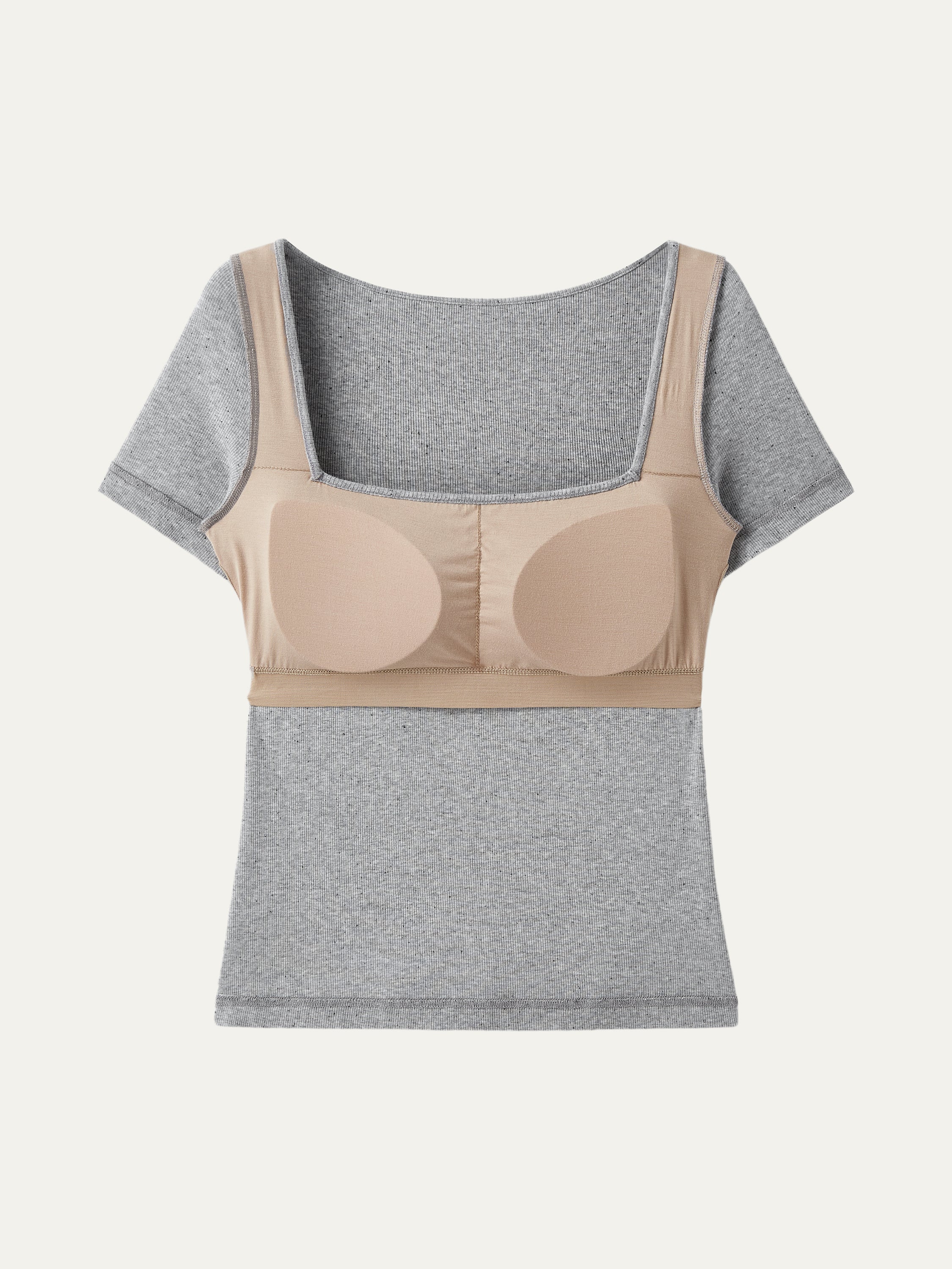 Square Neck Short Sleeve Cotton Breathable Bra
