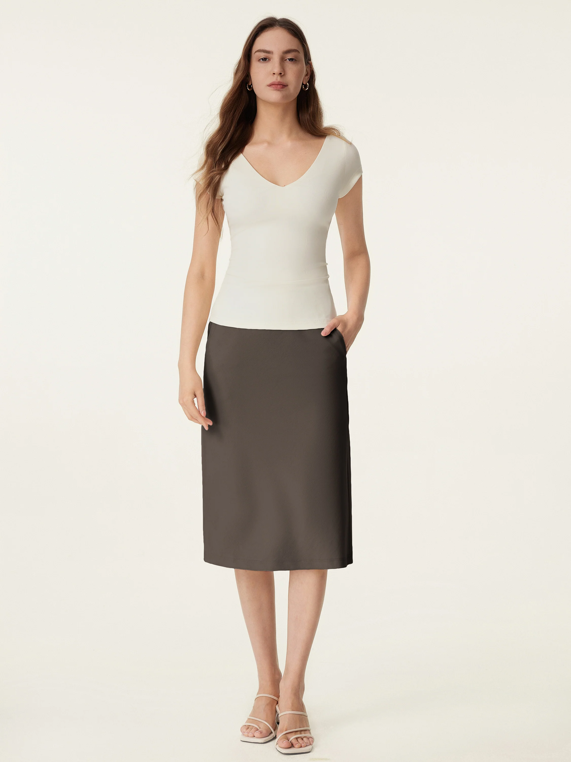 A-line Midi Skirt with Pockets
