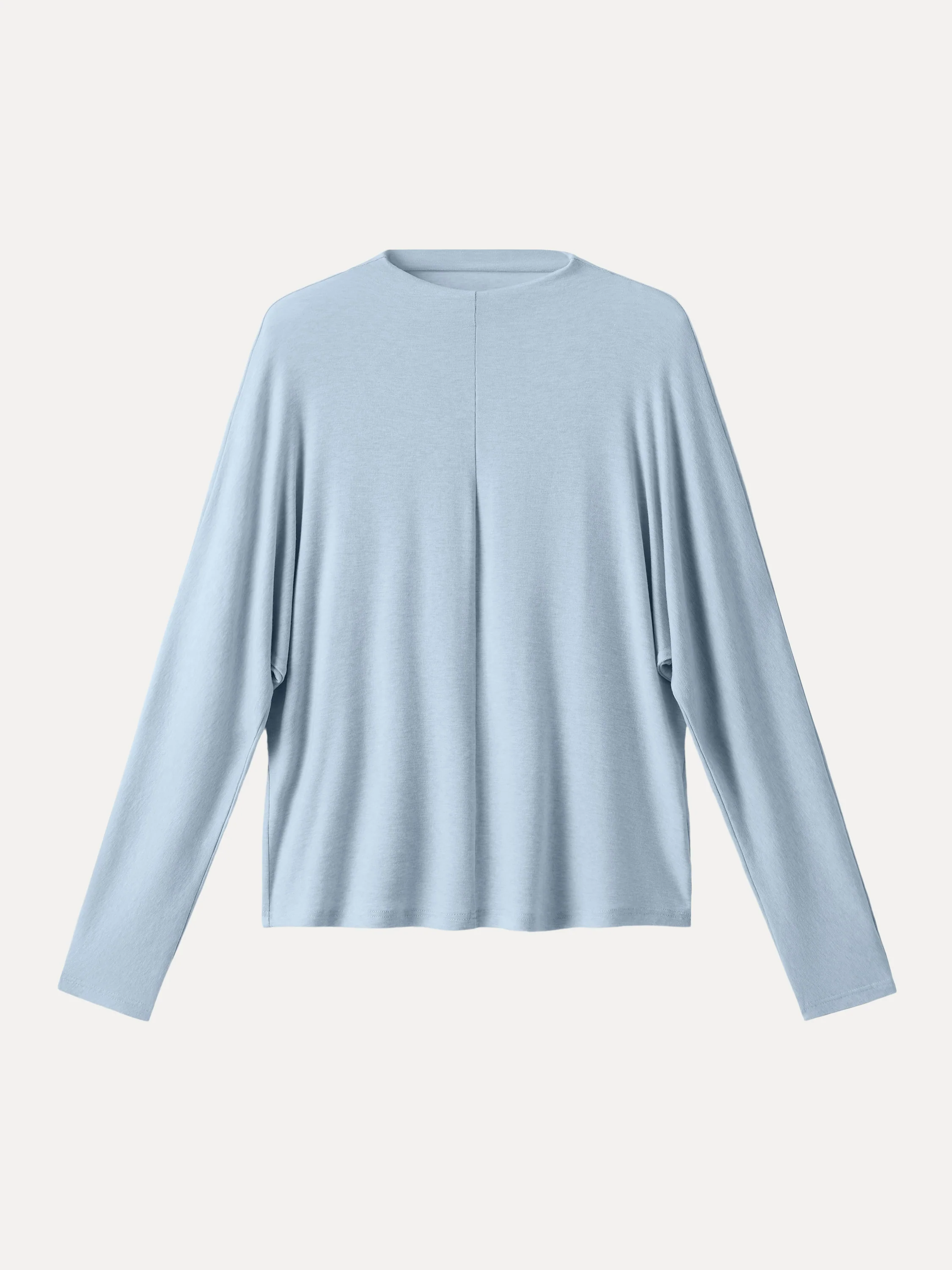Lyocell Cashmere Relaxed Mockneck Batwing Sleeve Top