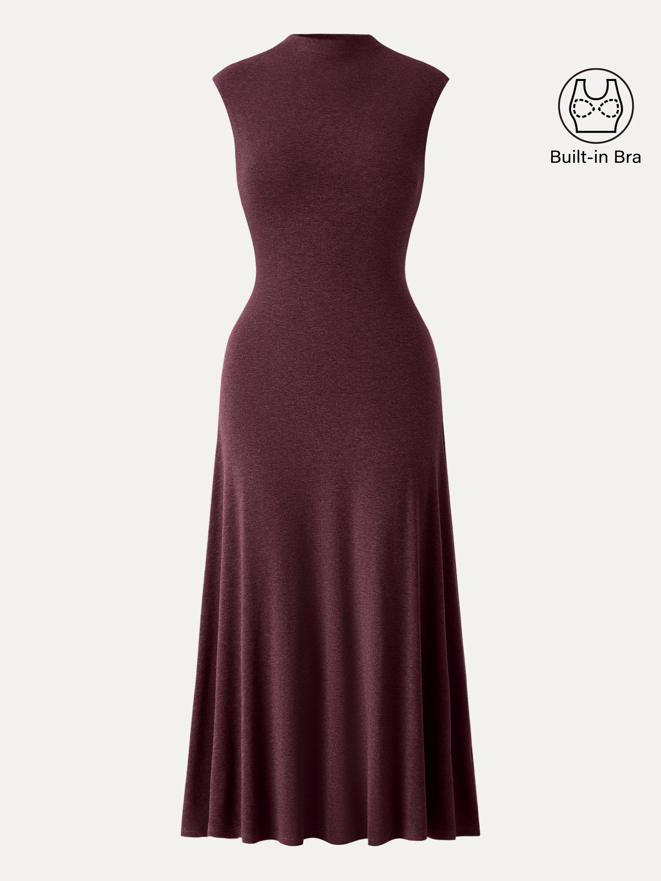 Warm Light Mockneck Wide-Shoulder Midi Brami Dress