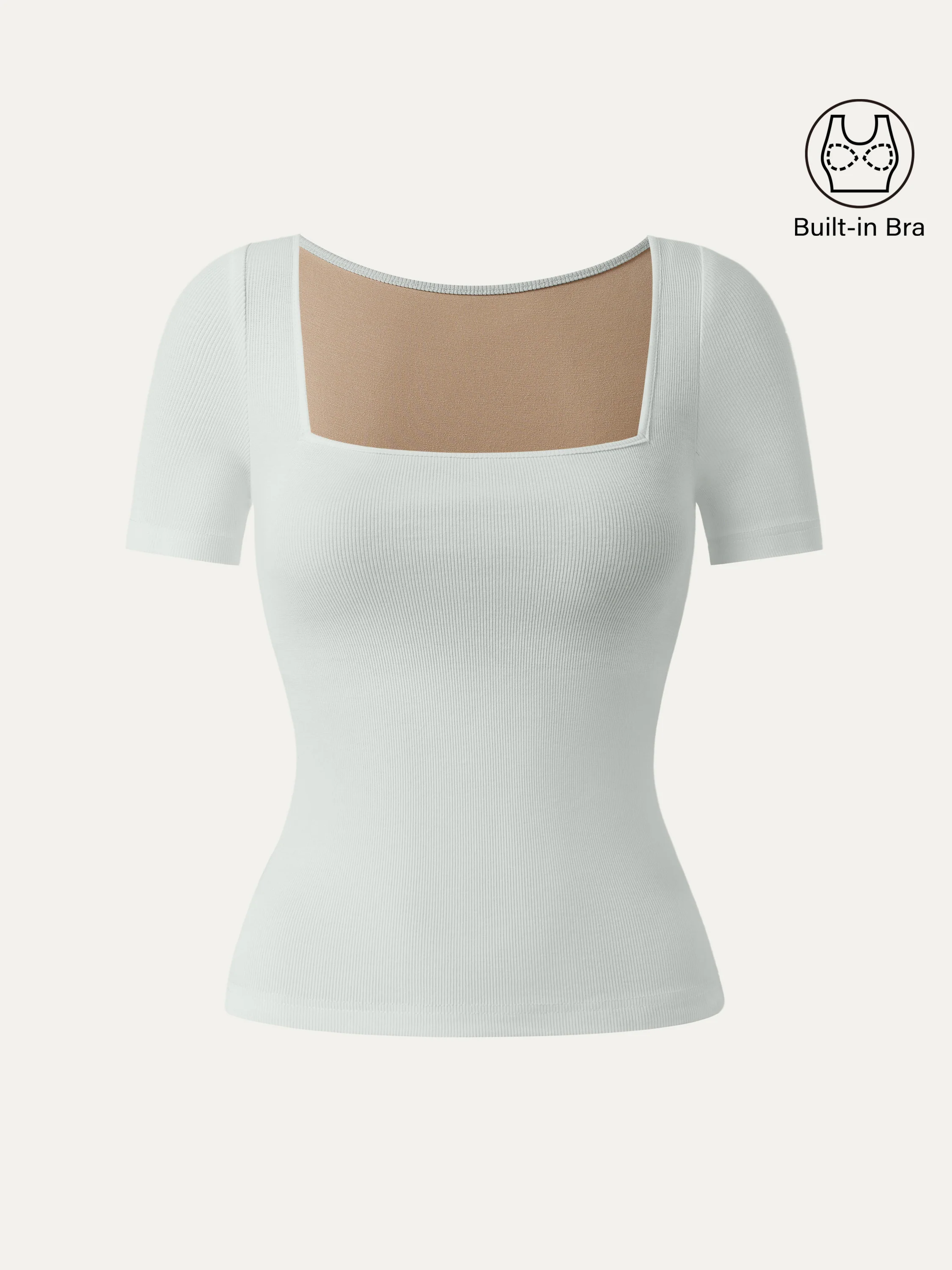 Square Neck Short Sleeve Cotton Breathable Bra