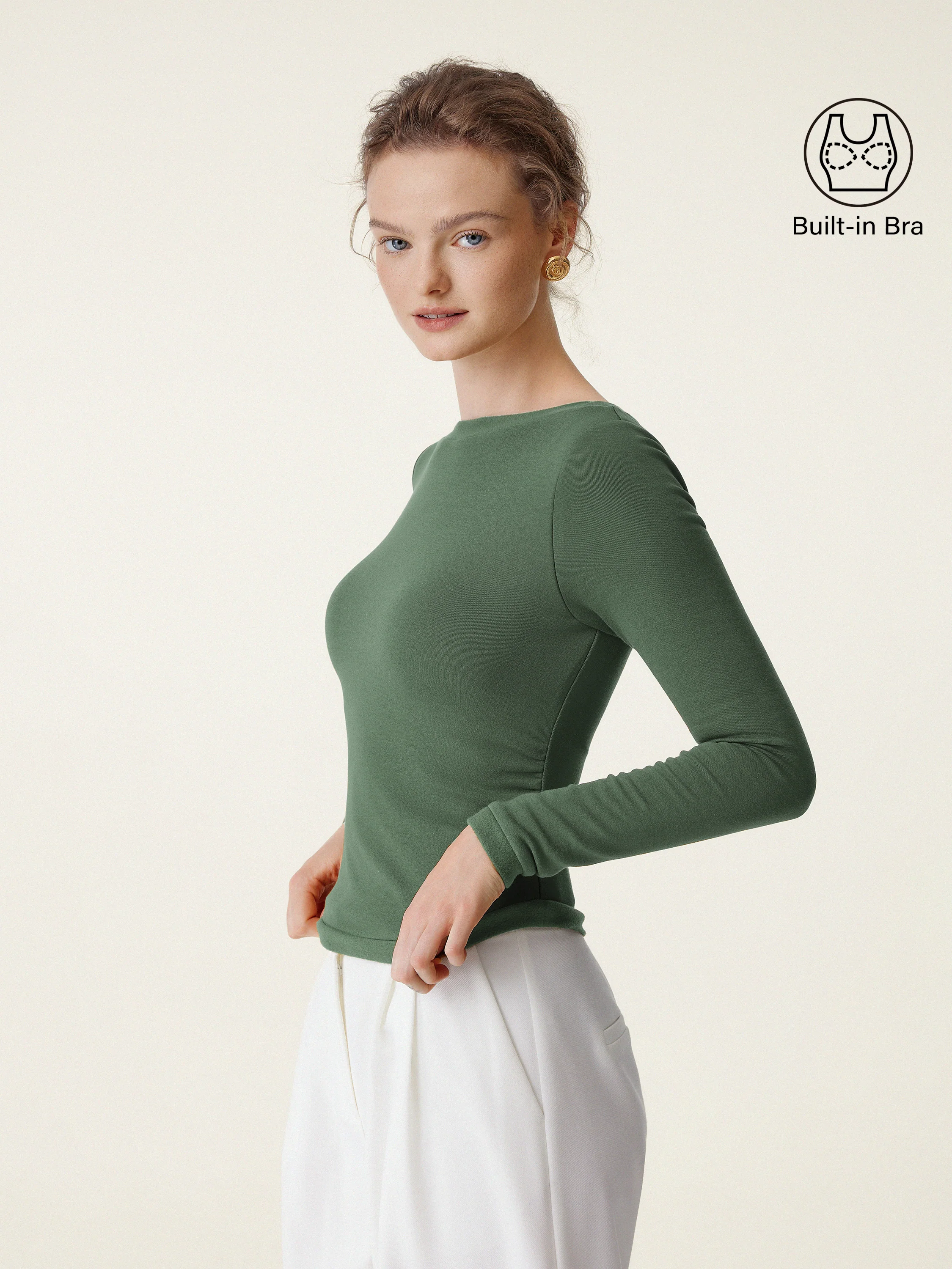 Boatneck Long Sleeve Brami Top