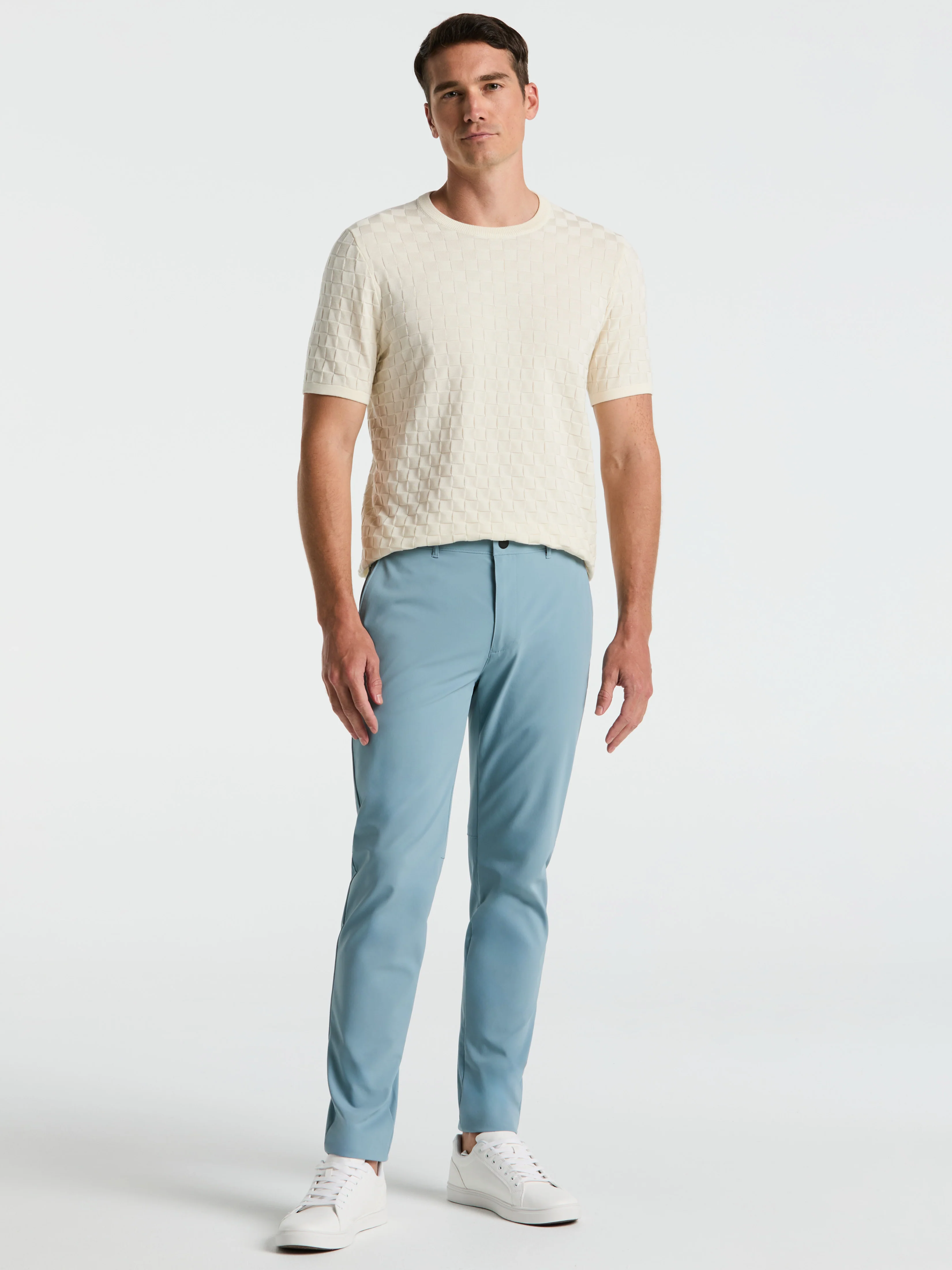 Square Pattern Crew Neck Sweater Tee