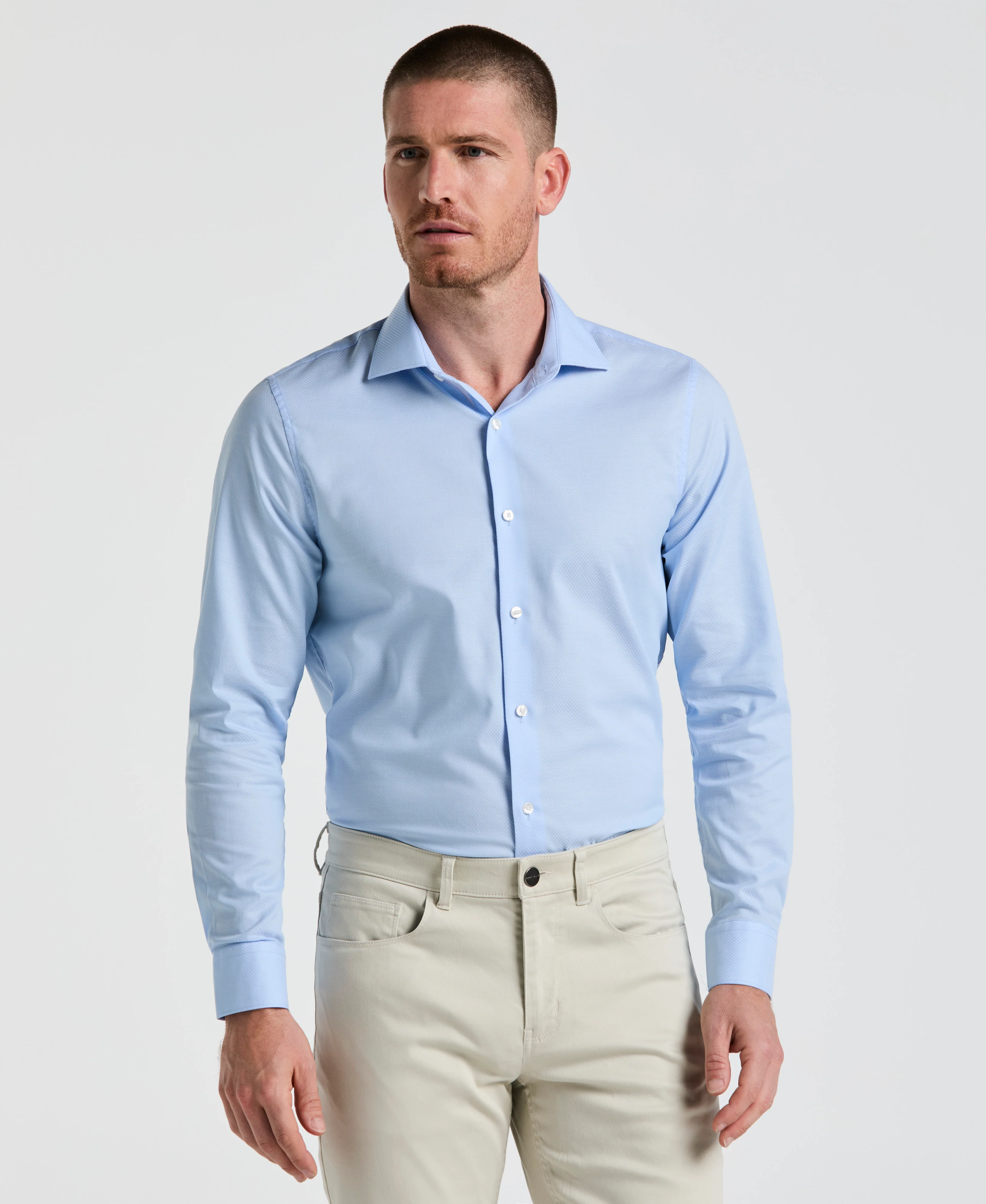 Stretch Micro Geo Print Dress Shirt