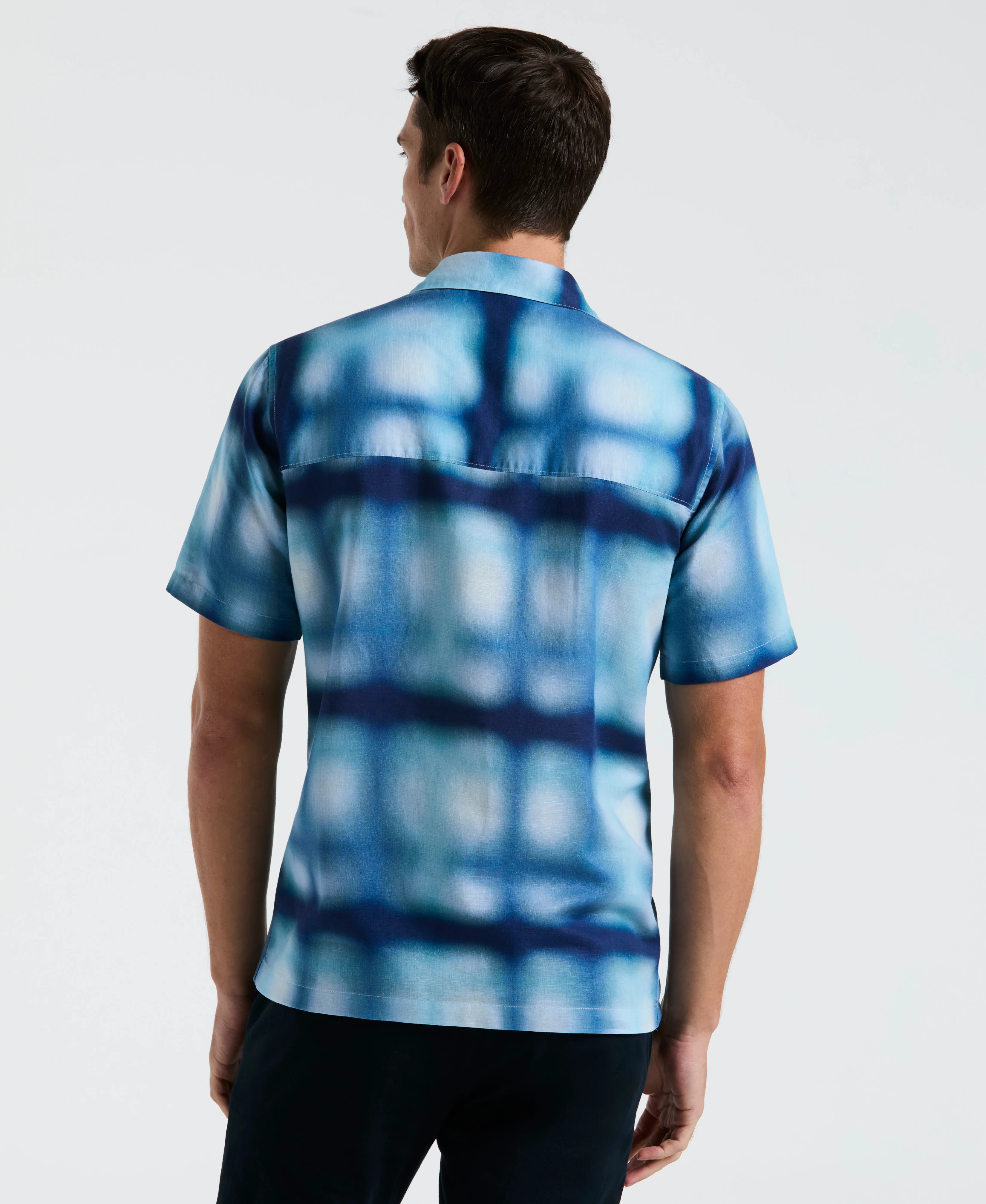 Linen Slub Plaid Print Shirt