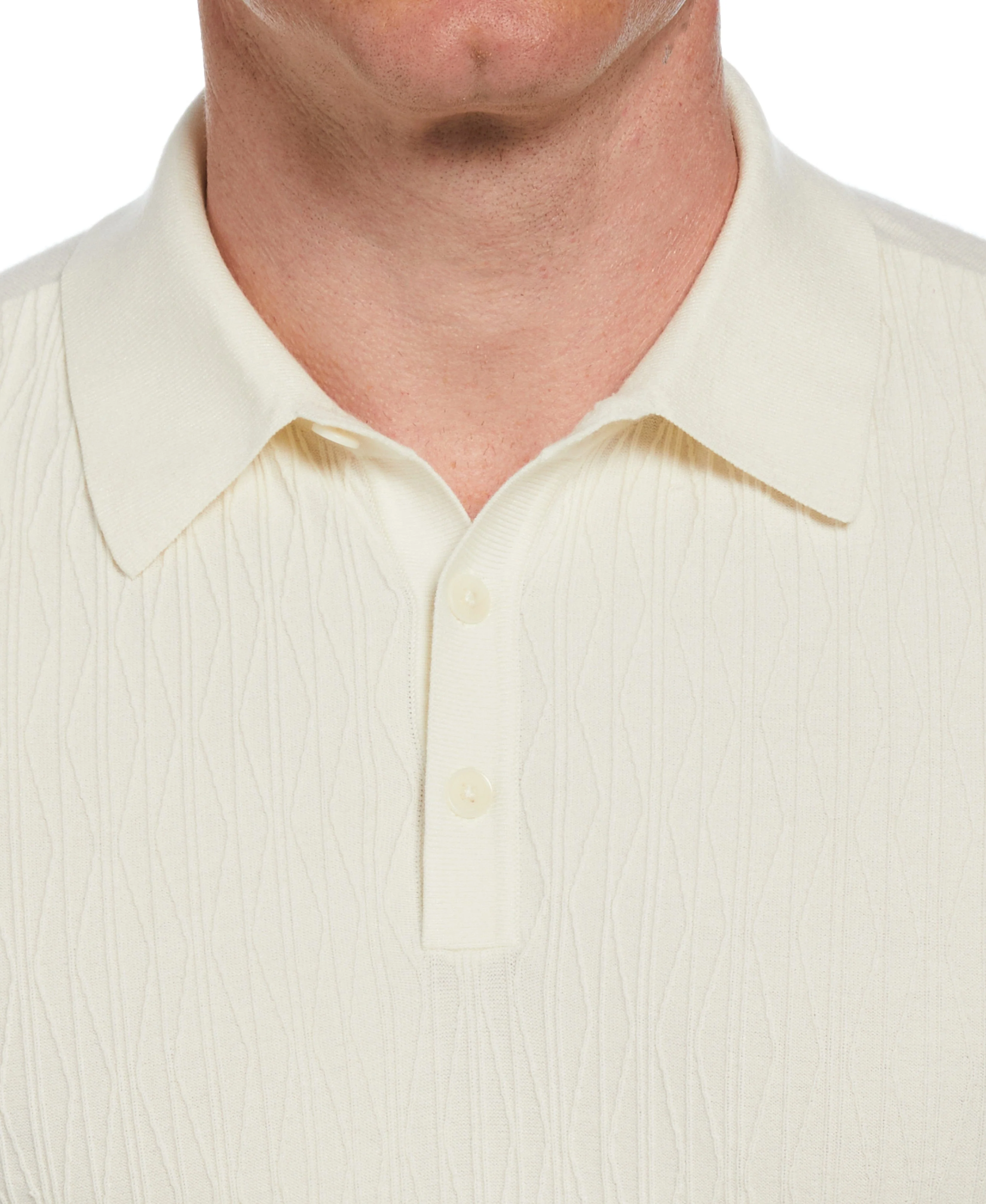 Tech Knit Long Sleeve Line Pattern Polo