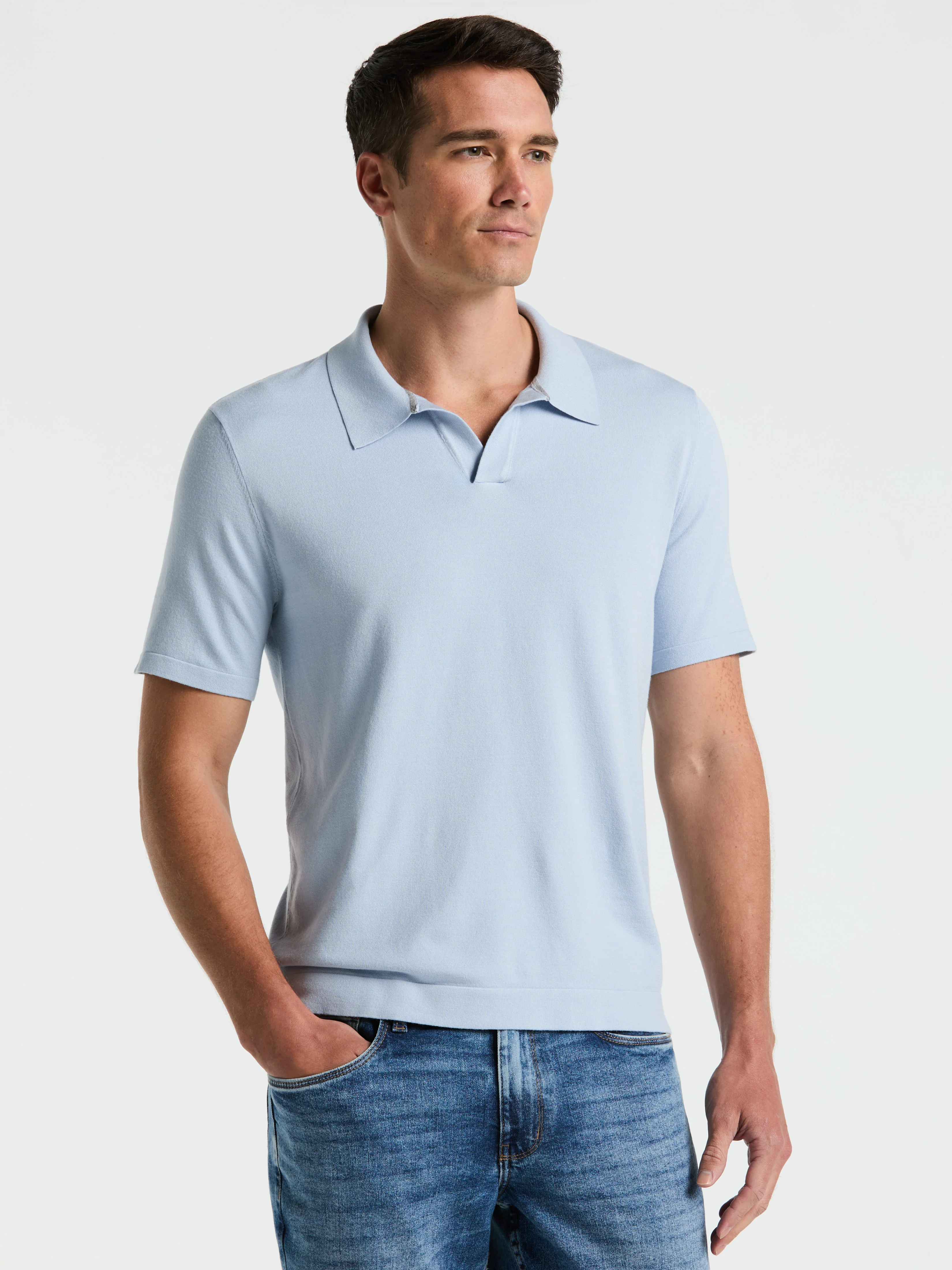 Tech Knit Open Polo Sweater