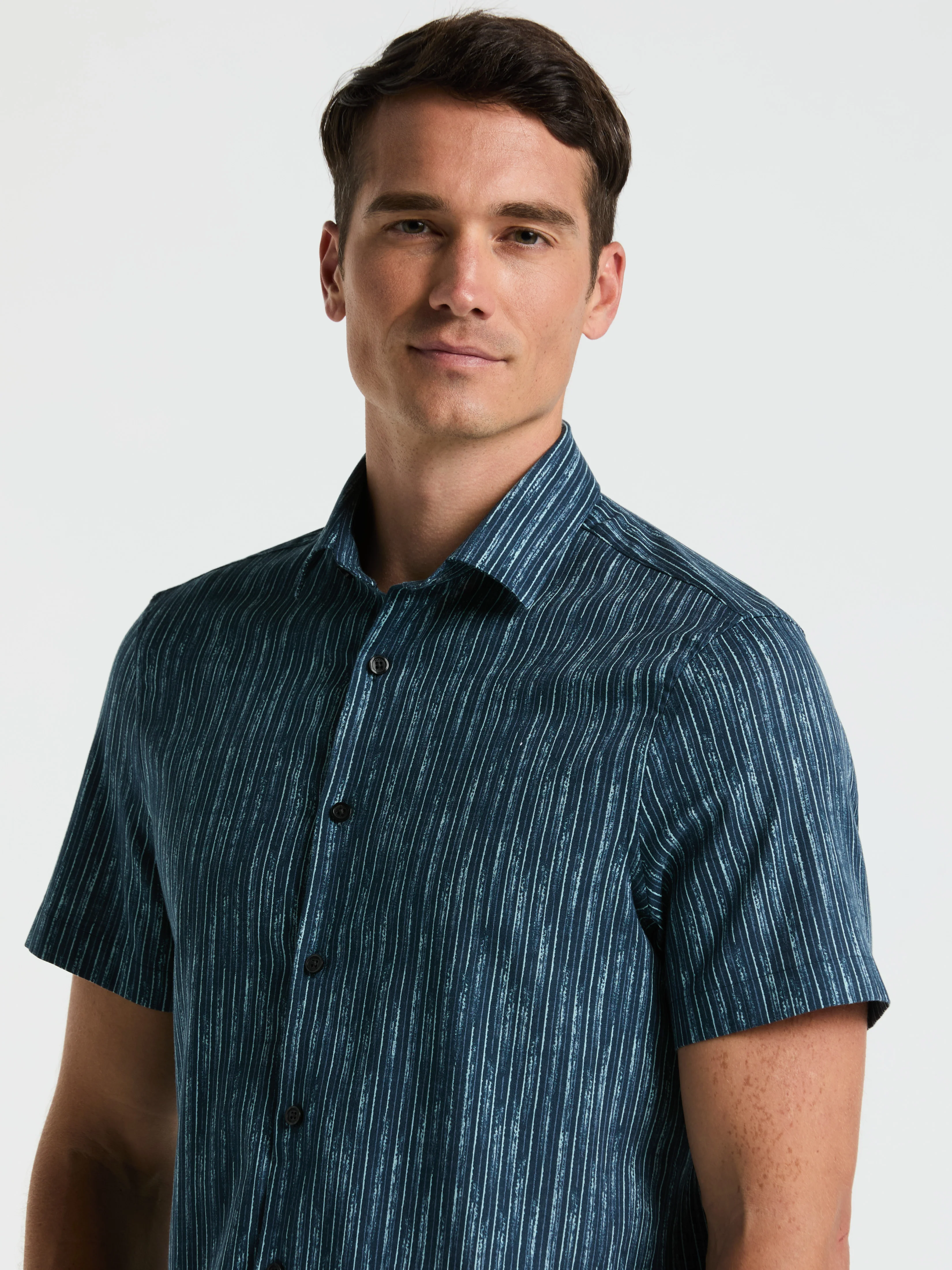 Short Sleeve Button Down Striped Shirt