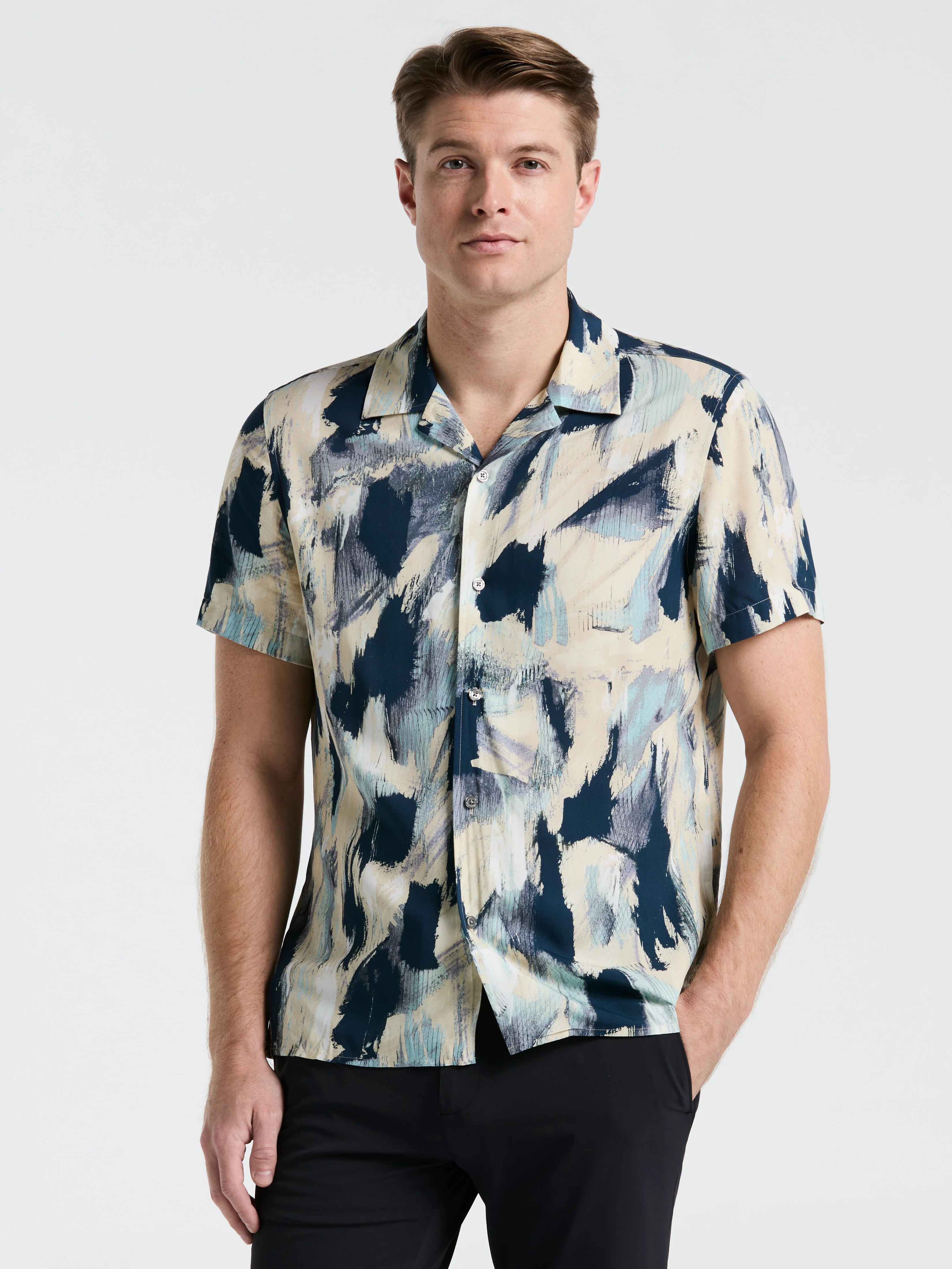 EcoVero™ Abstract Print Camp Collar Shirt
