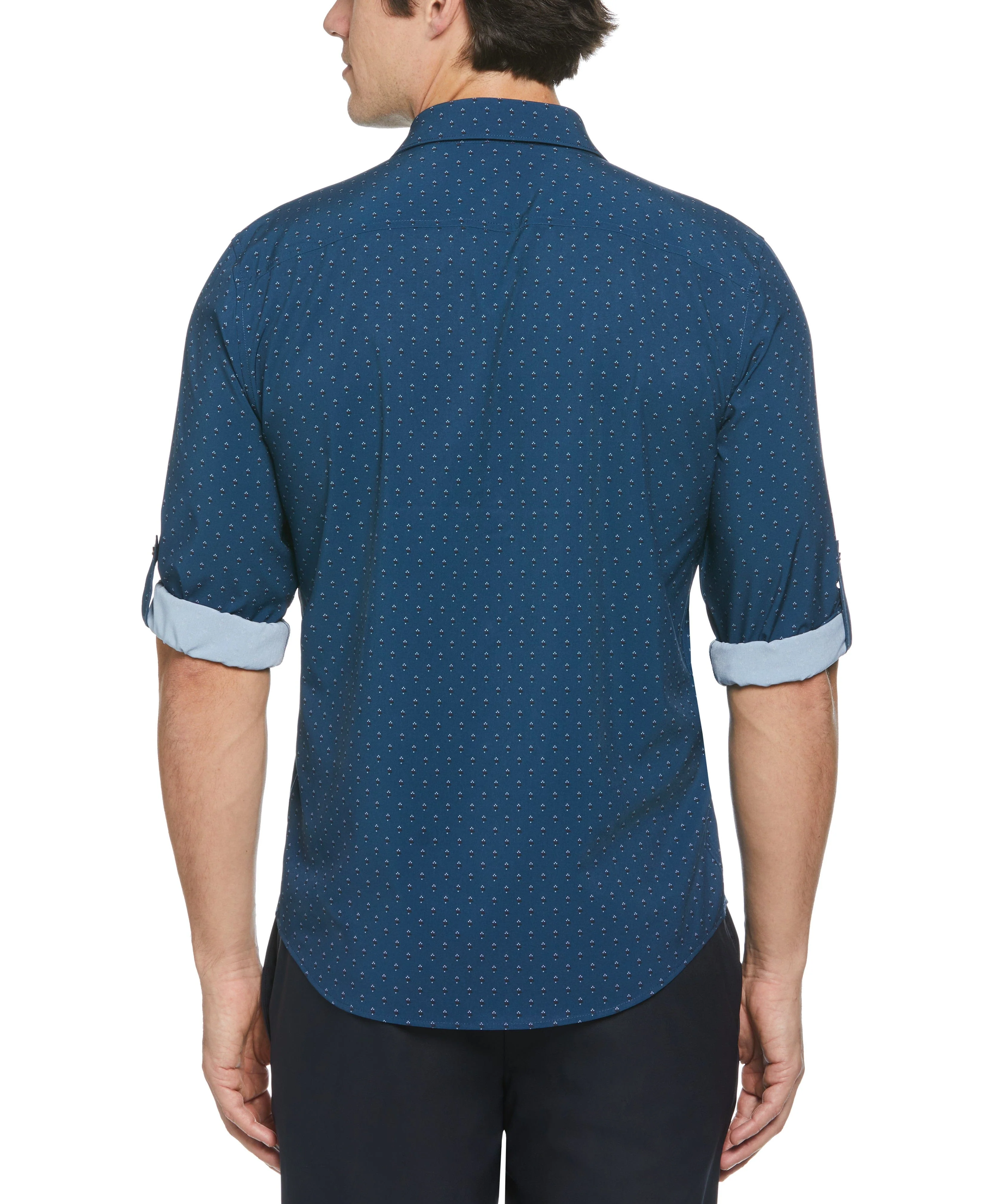 Total Stretch Rolled Sleeve Micro Geometric Shirt
