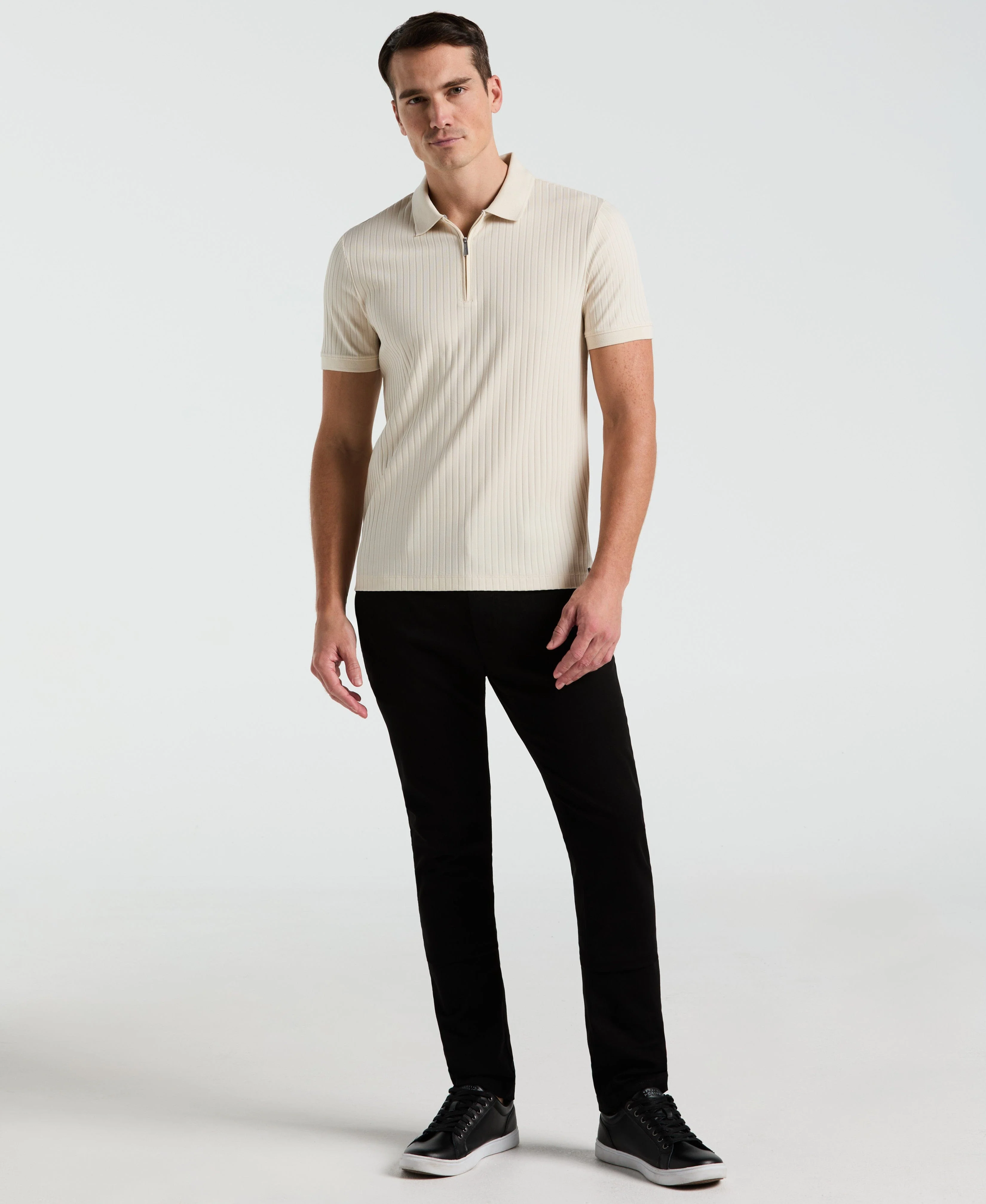 Ribbed Quarter Zip Polo