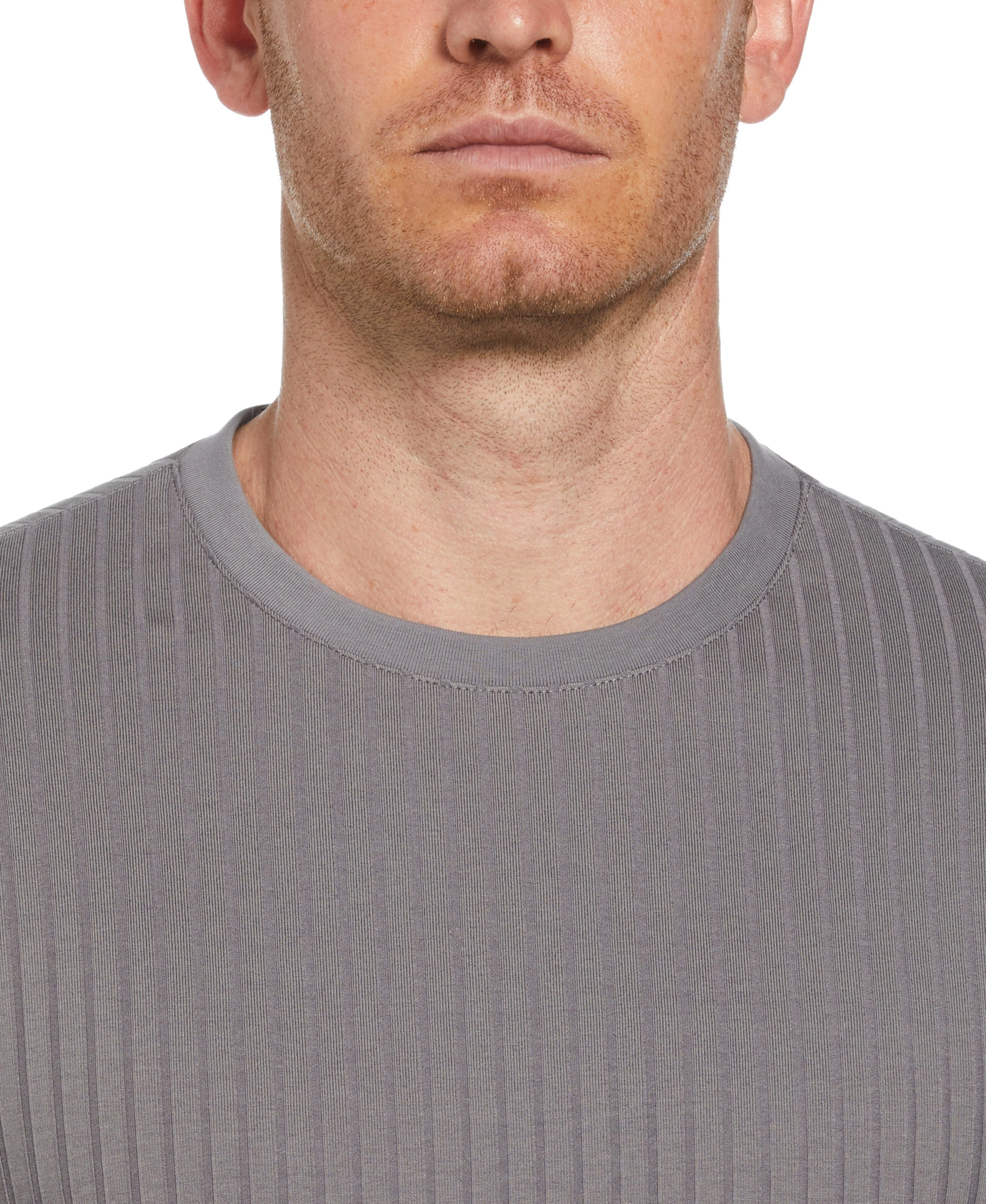 Rib Knit Crew Neck Tee